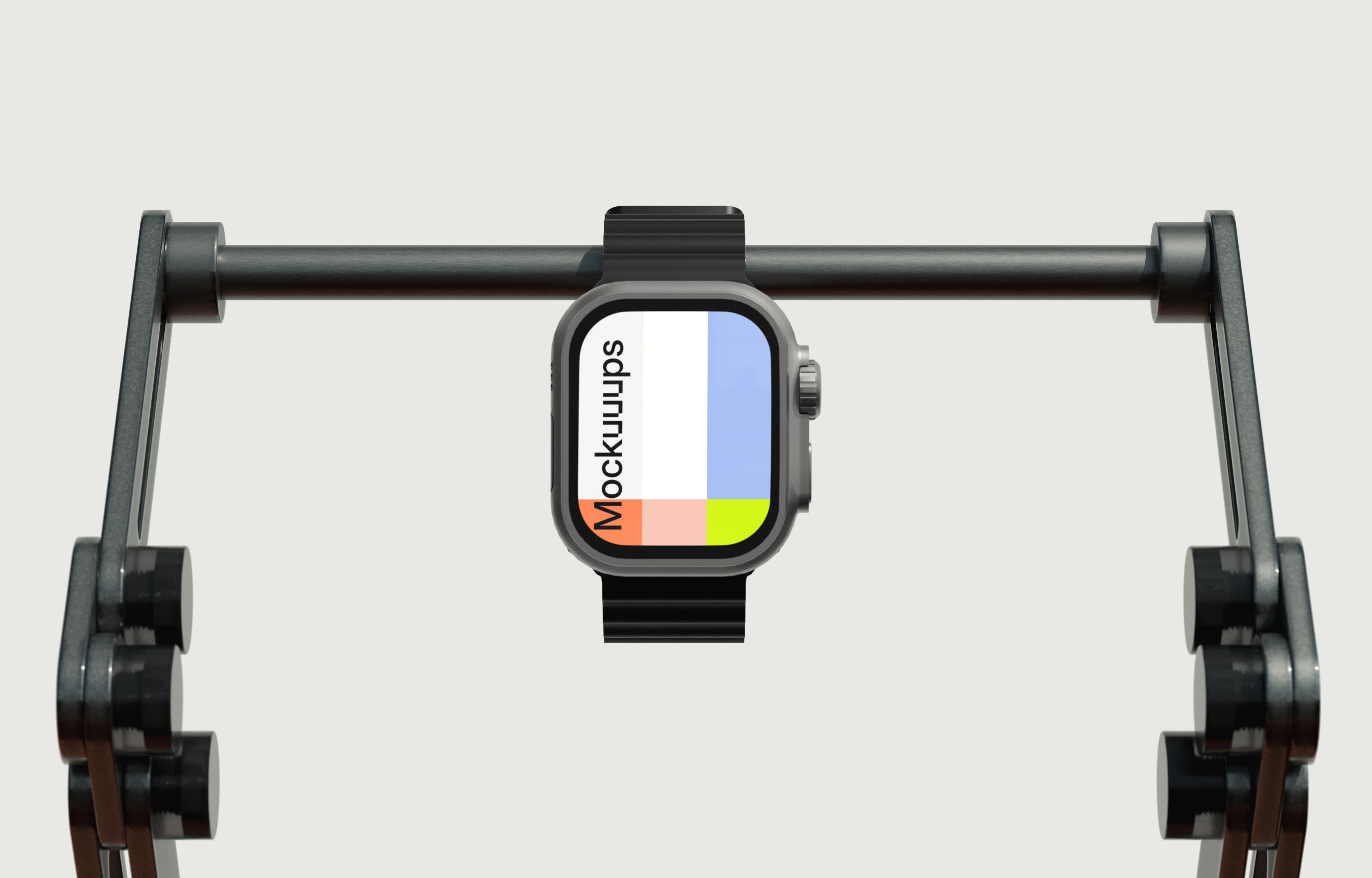 Apple Watch Ultra mockup on metallic frame