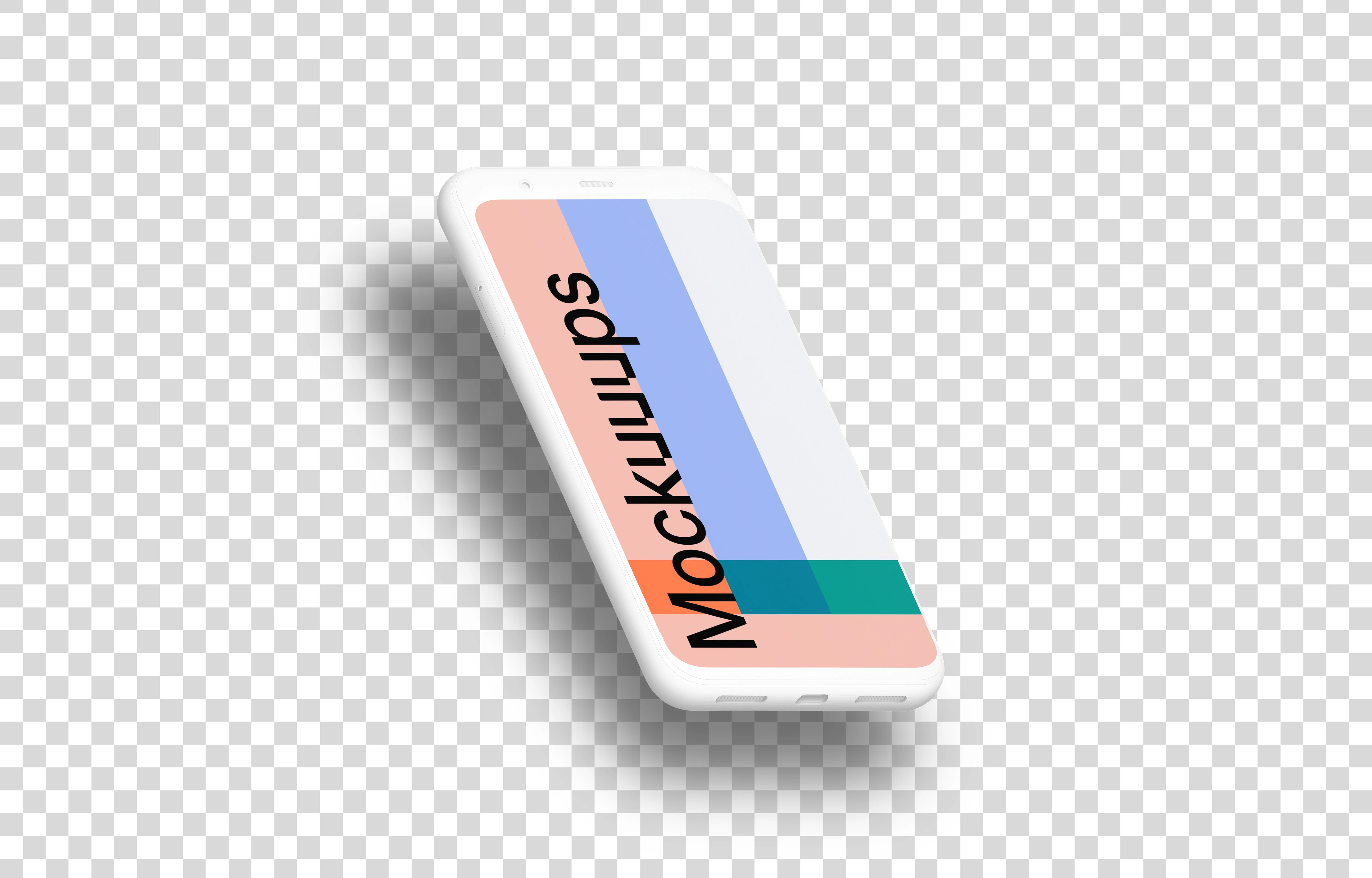 Clay Google Pixel 4 Mockup (Isometric Left - Floating Shadow)