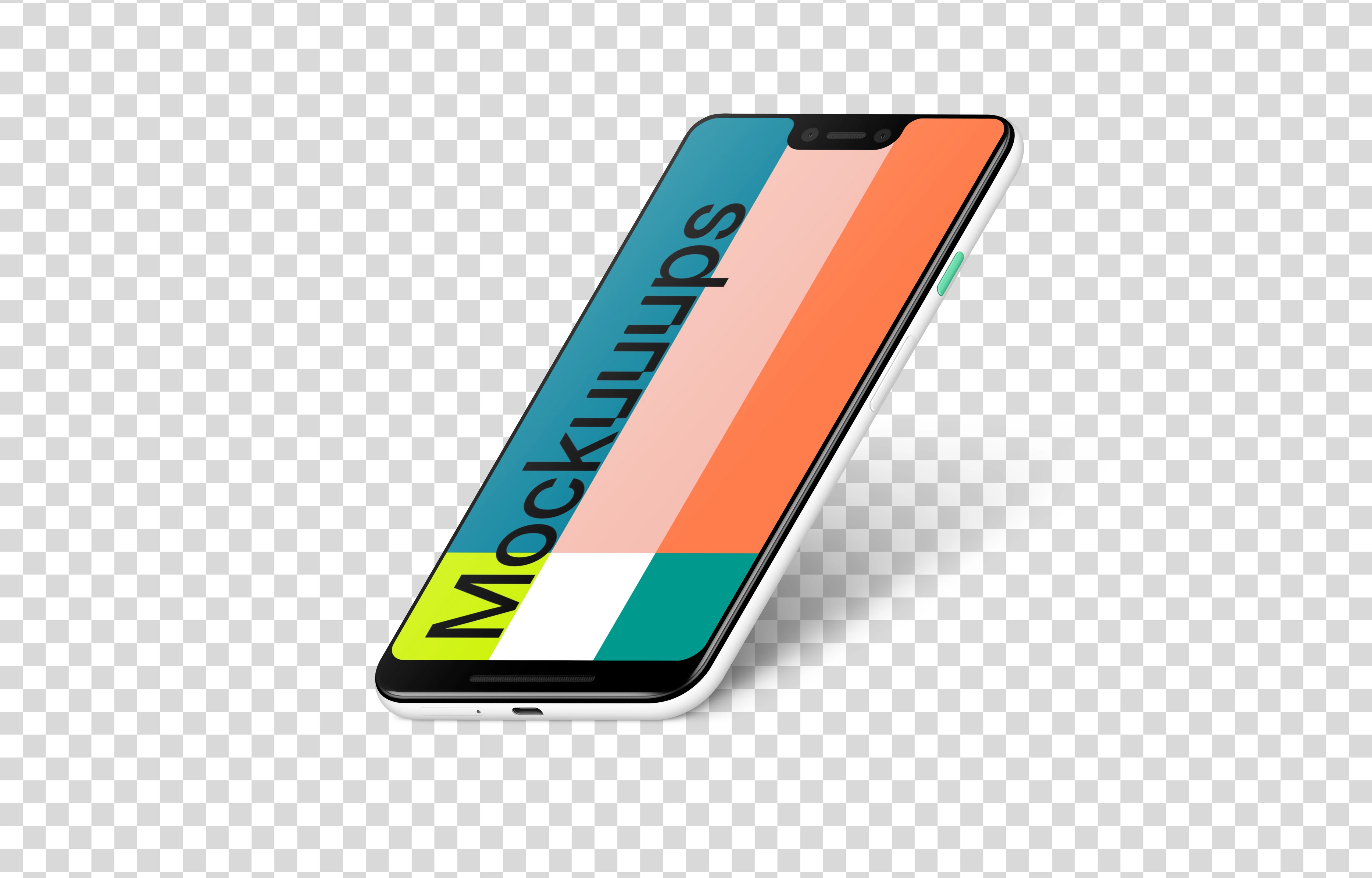 Google Pixel 3 XL Stand Isometric mockup (Right)