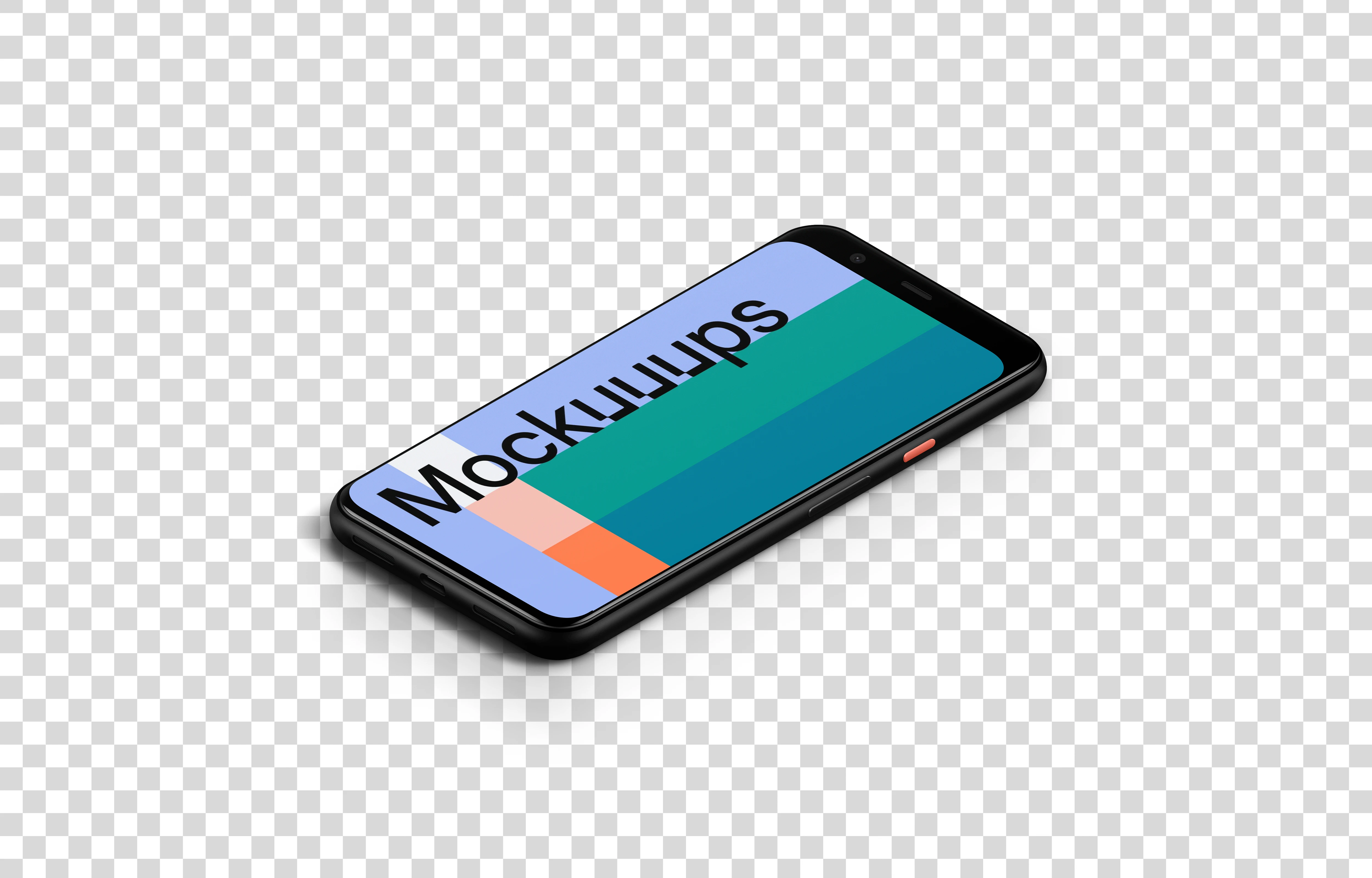 Google Pixel 4 Mockup (Isometric Floor Right)