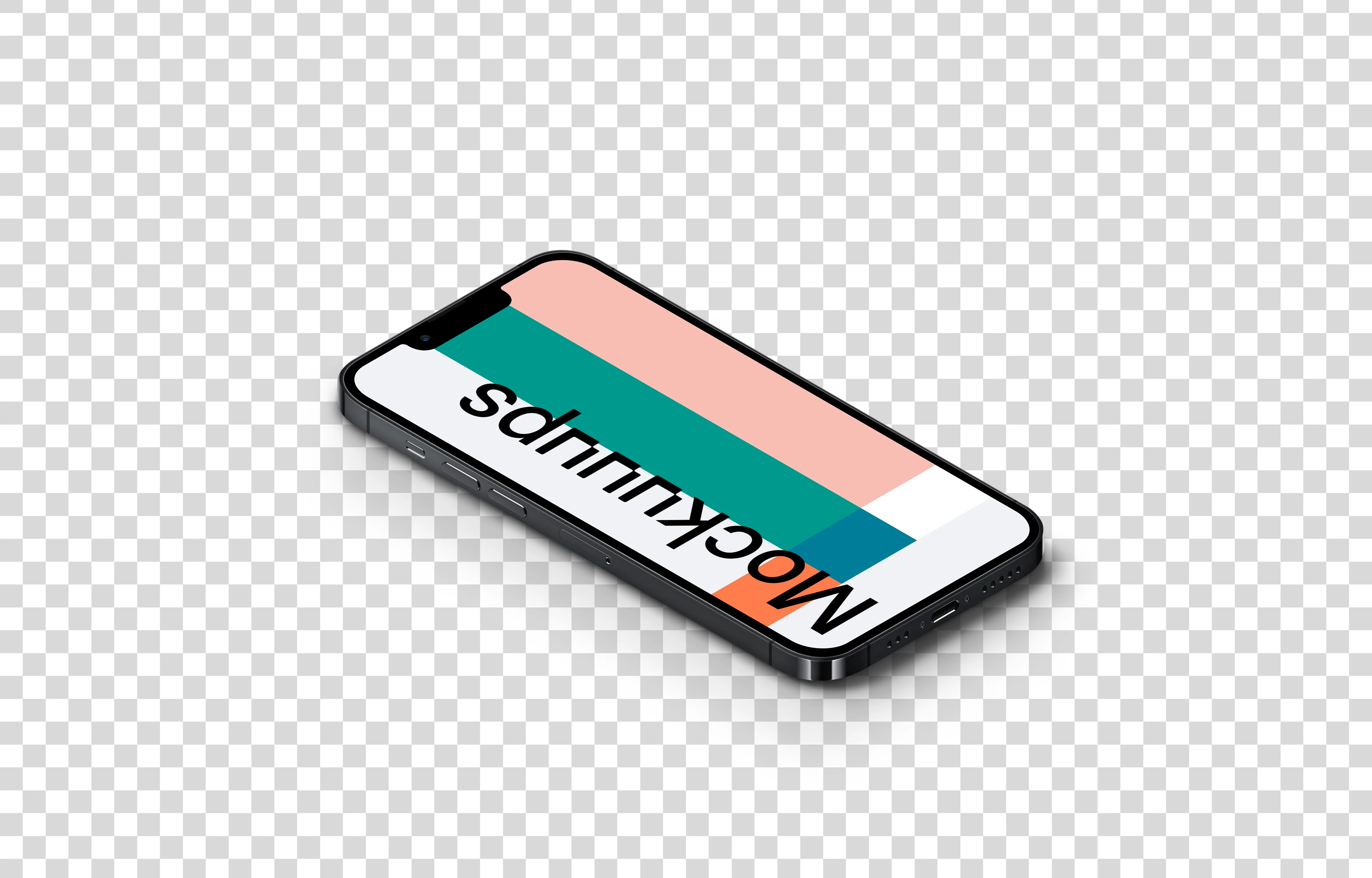 iPhone 13 Pro Mockup (Isometric Floor Left)