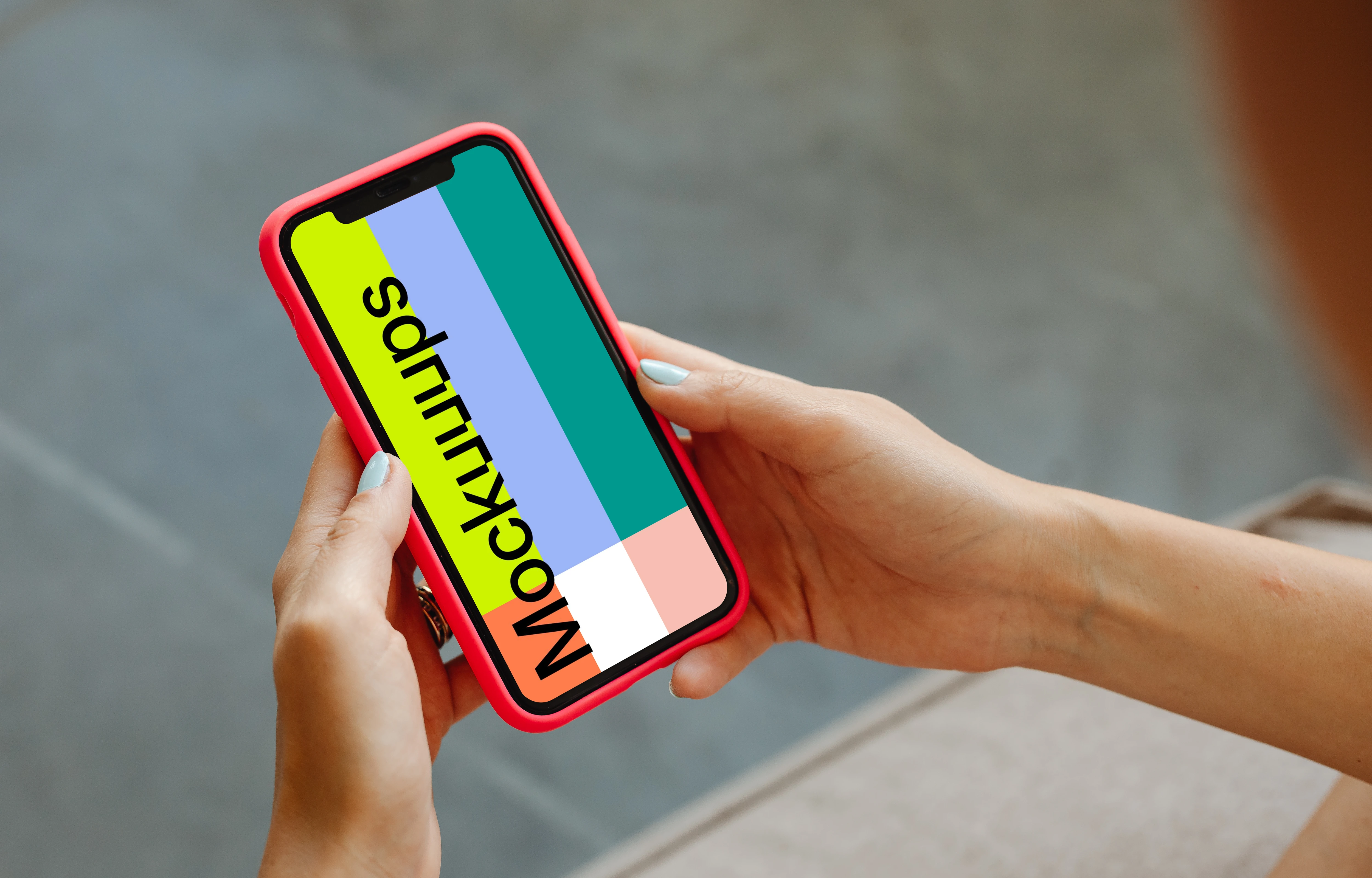 iPhone mockup in a red casing 