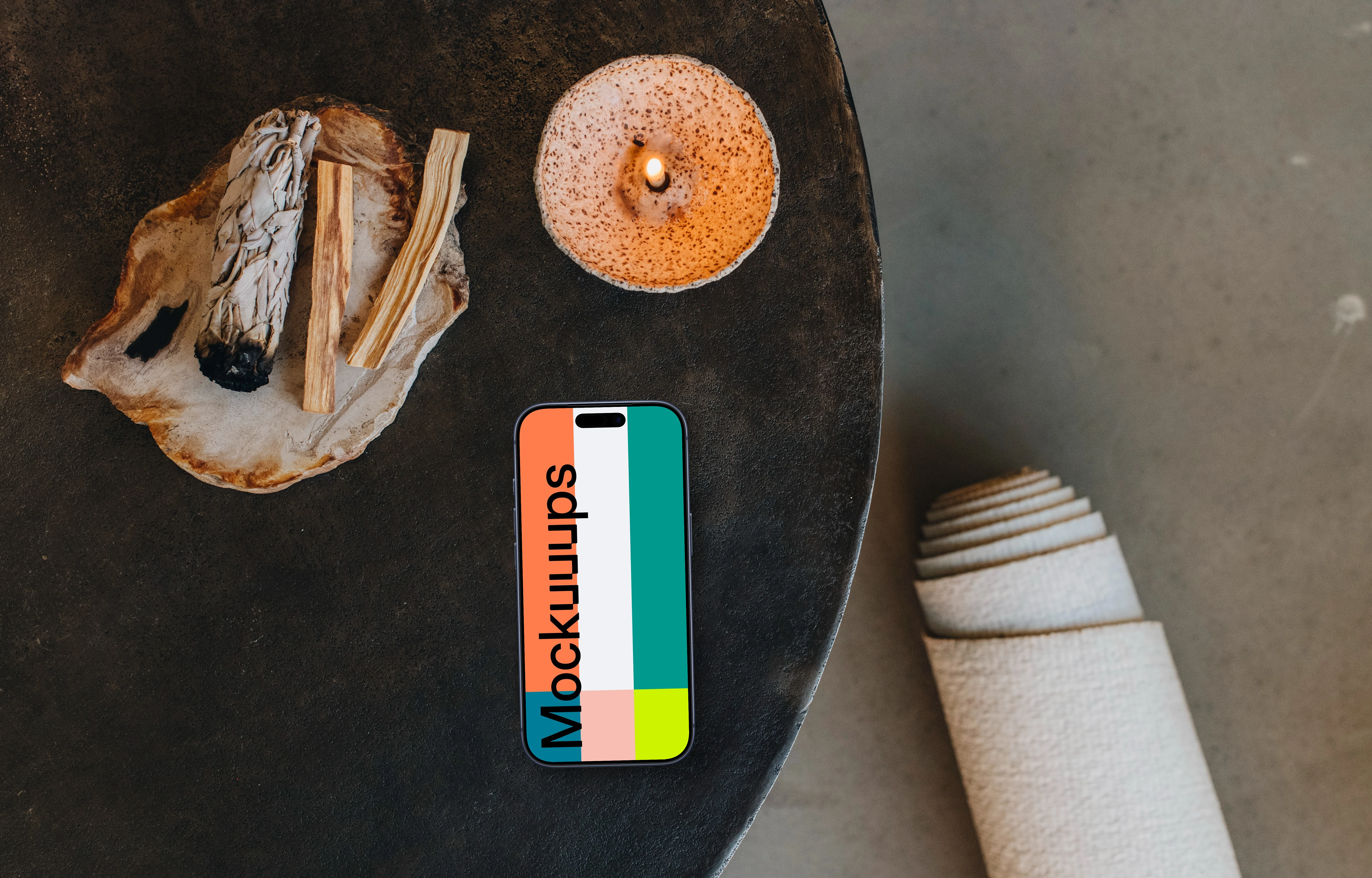 iPhone mockup in peaceful environment