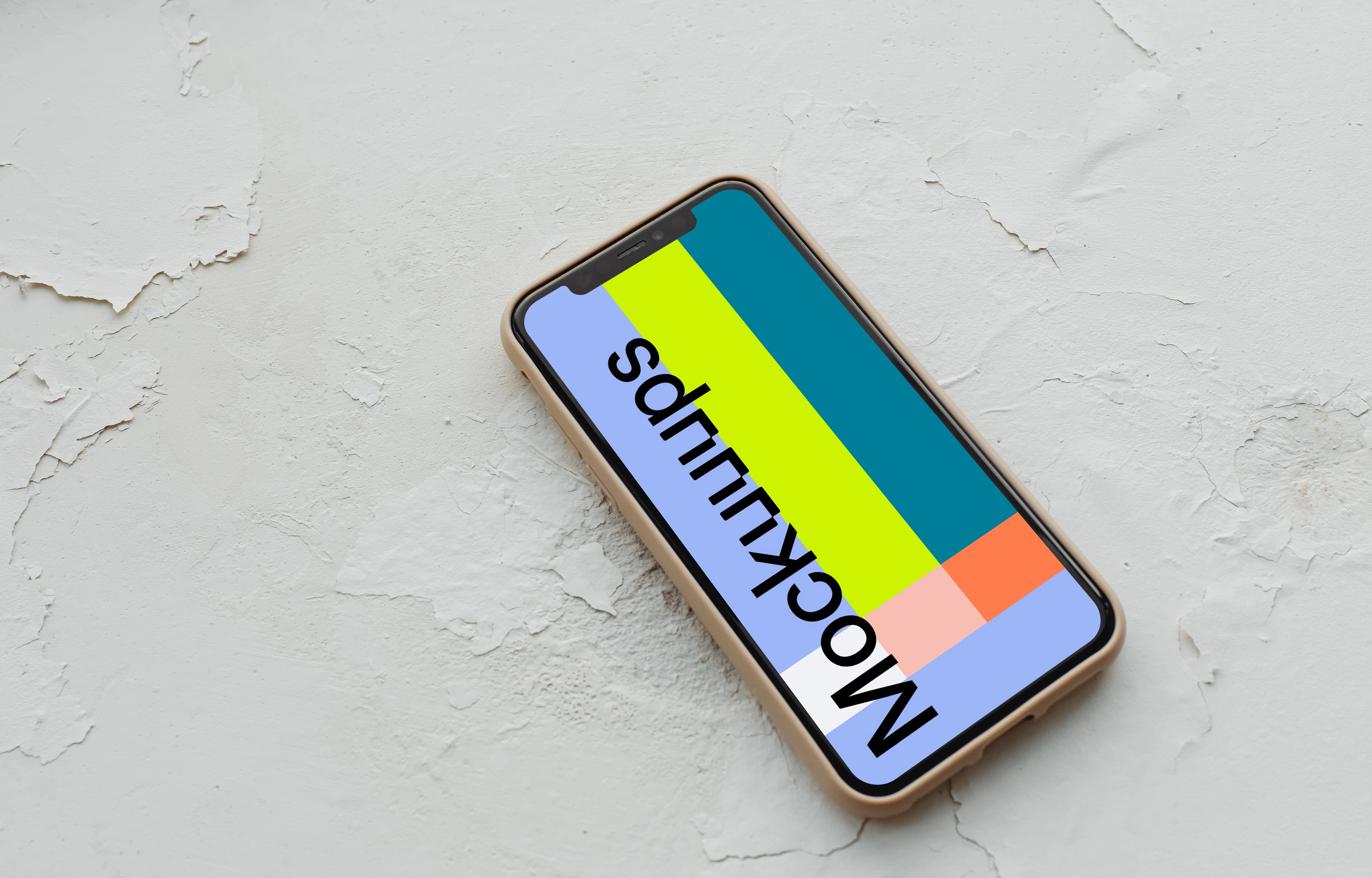  iPhone mockup on a white cracked surface