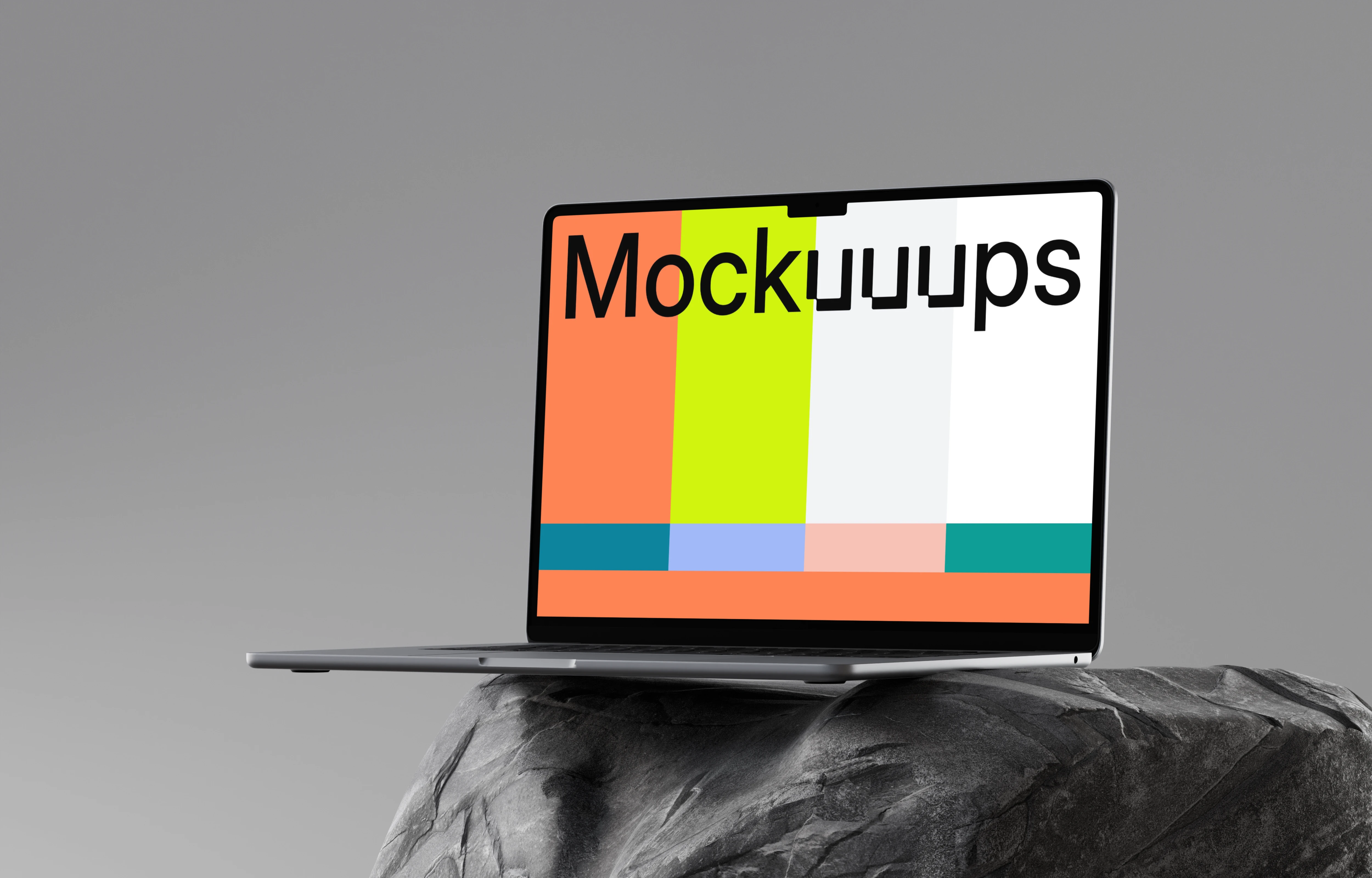 MacBook Air 15" mockup on a textured stone surface