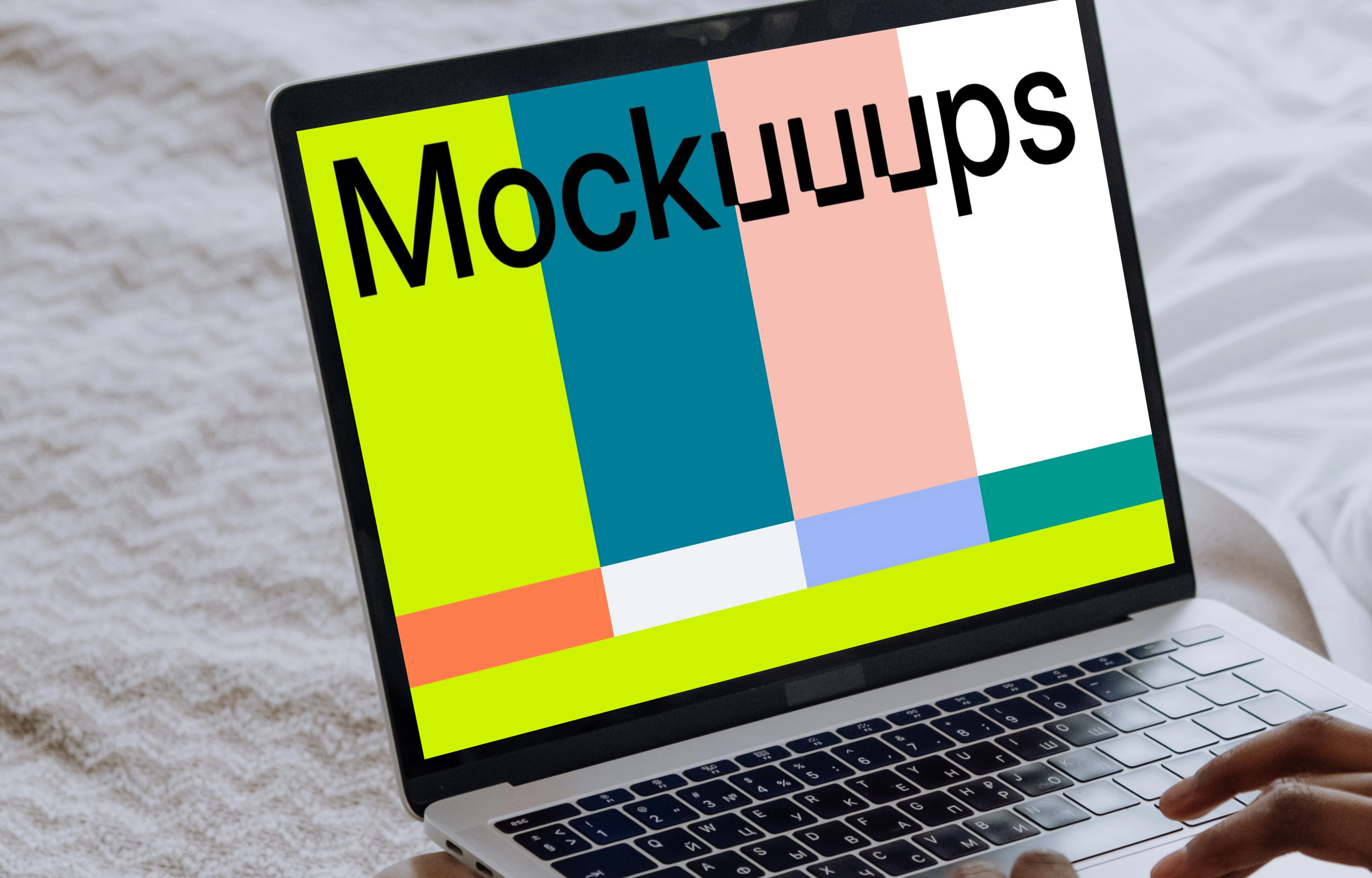 MacBook Pro mockup on a ladies lap