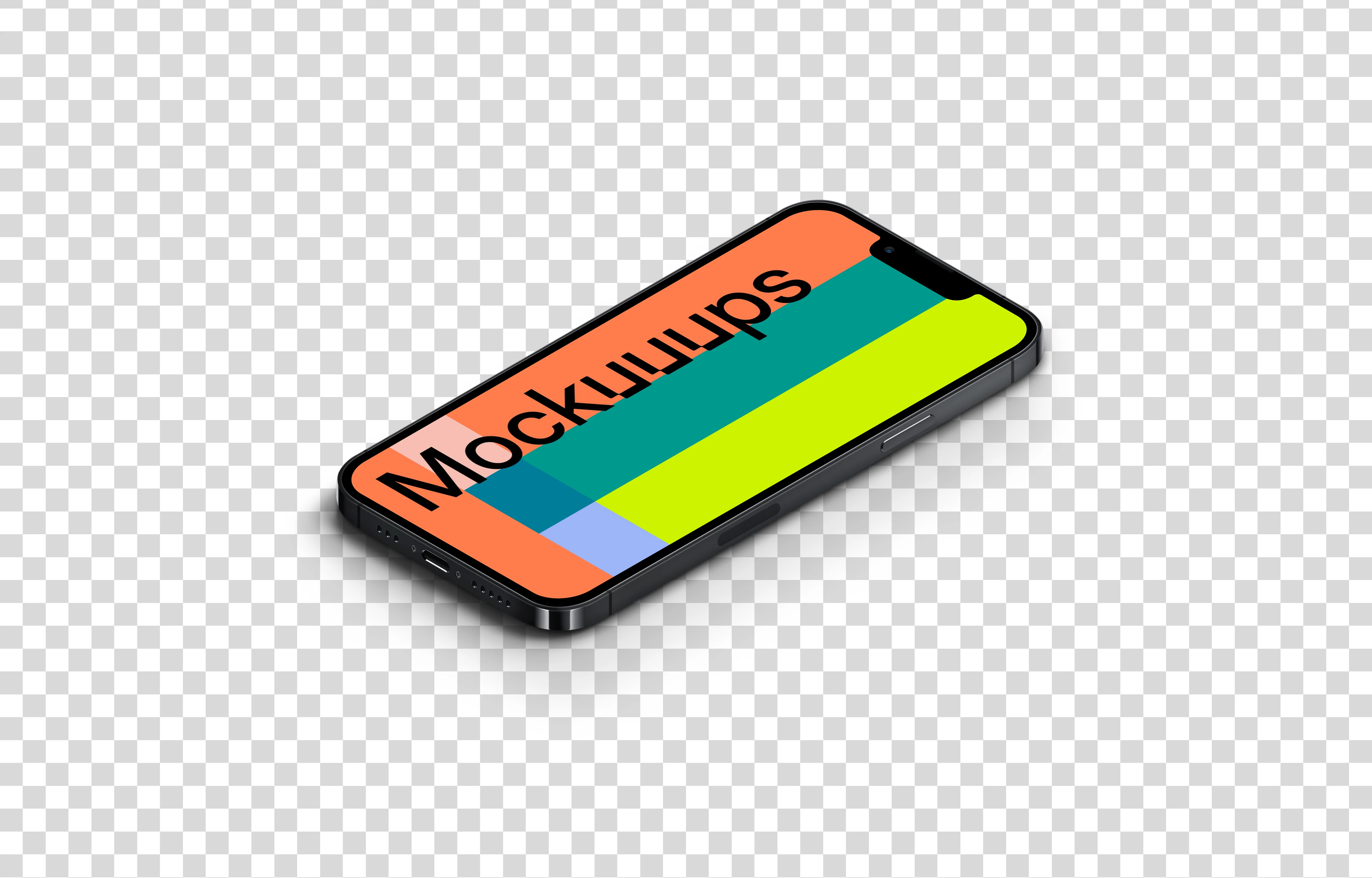 iPhone 13 Pro Mockup (Isometric Floor Right)
