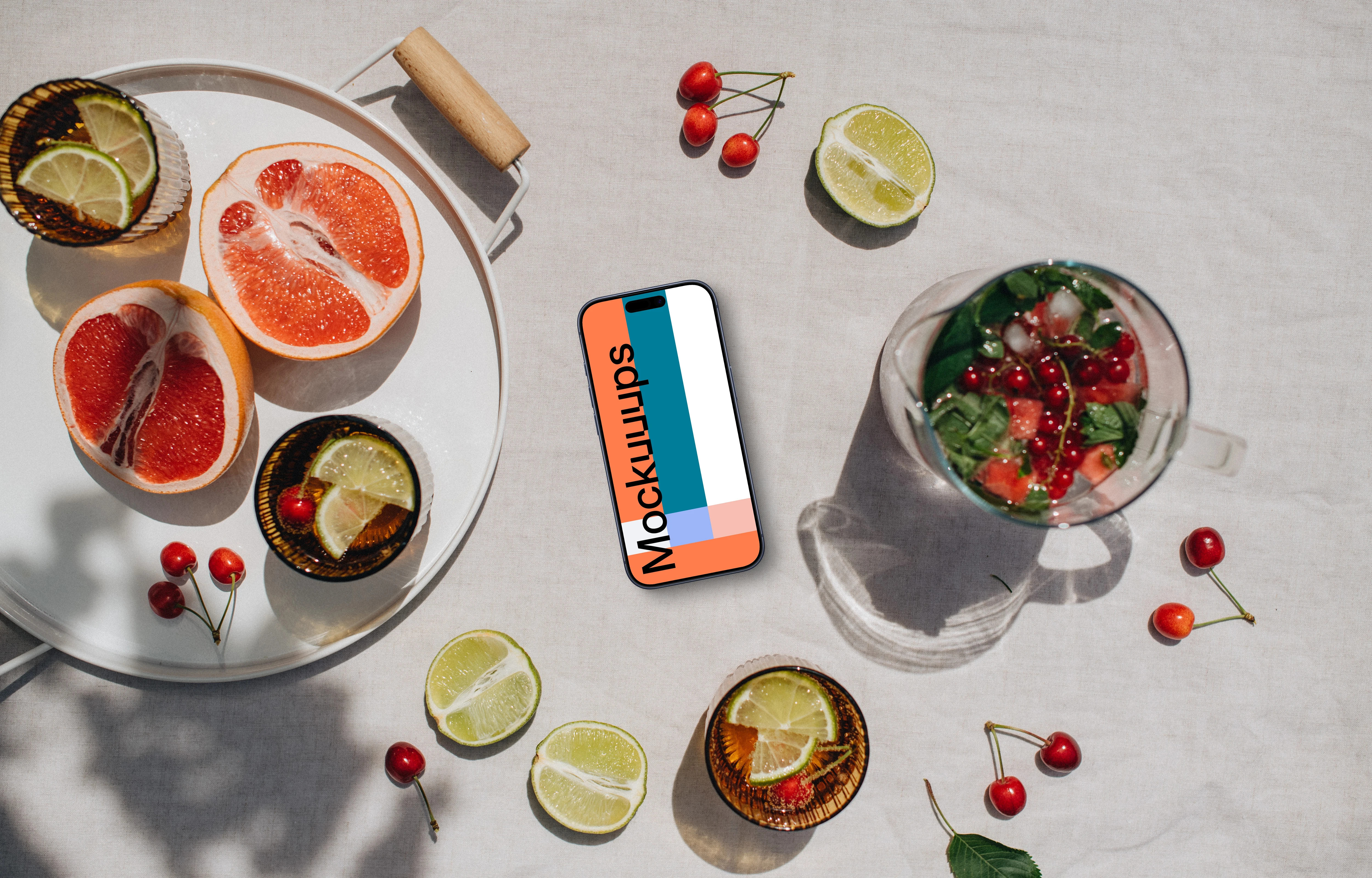 Phone mockup with a summer vibe