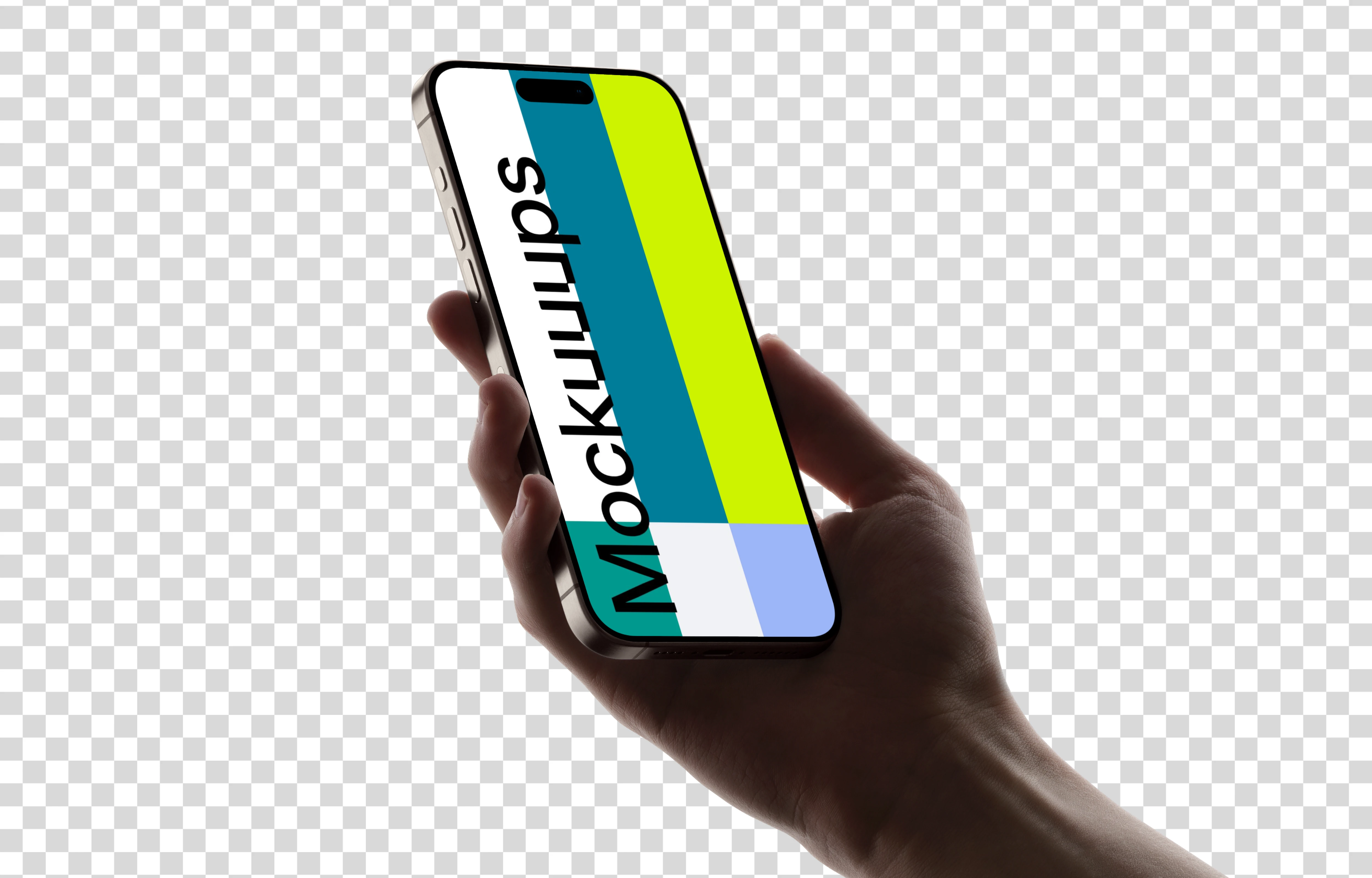 Man holding iPhone 15 Pro mockup