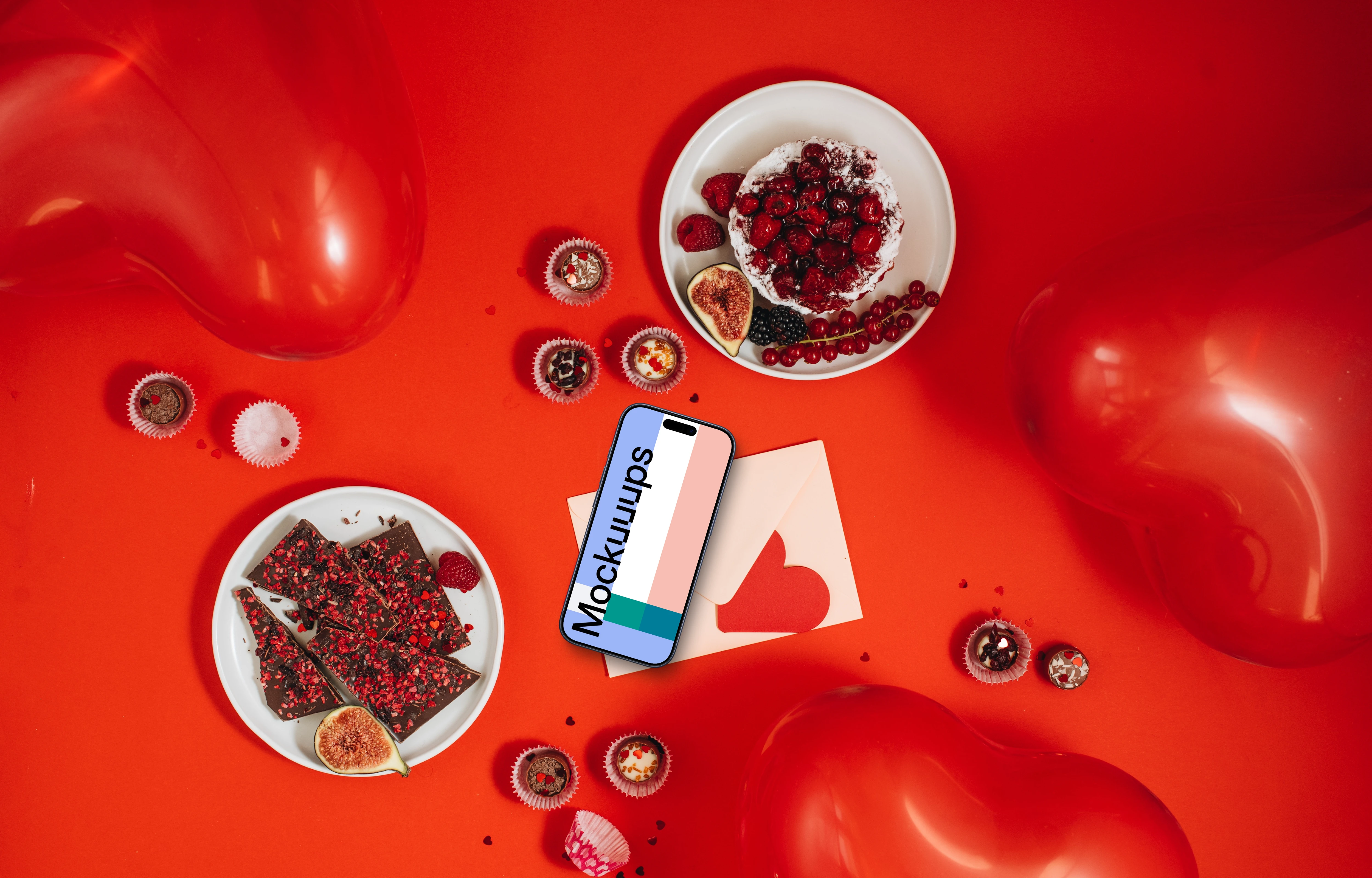 Smartphone mockup and Valentine's day theme