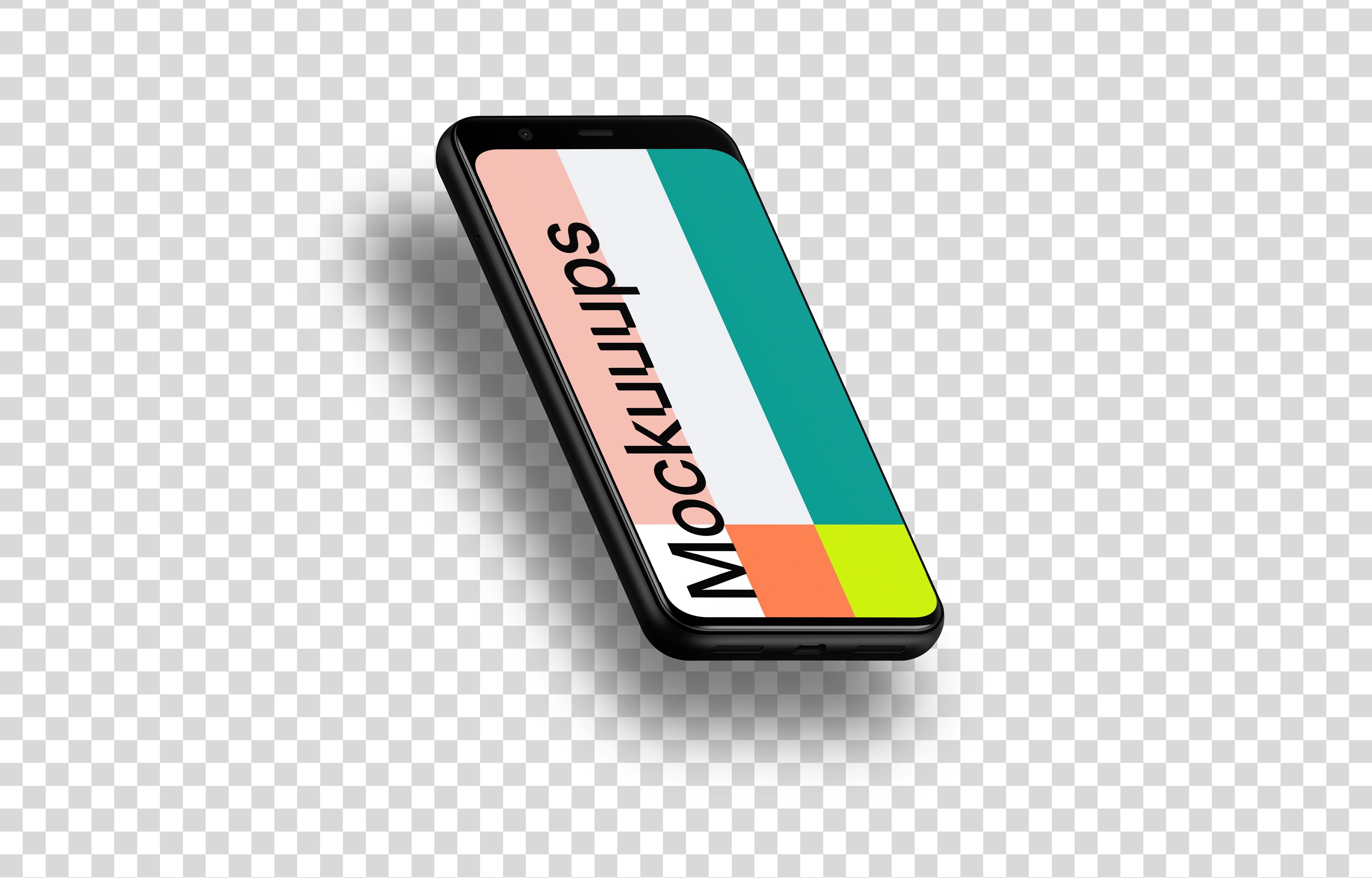 Google Pixel 4 Mockup (Isometric Left - Floating Shadow)