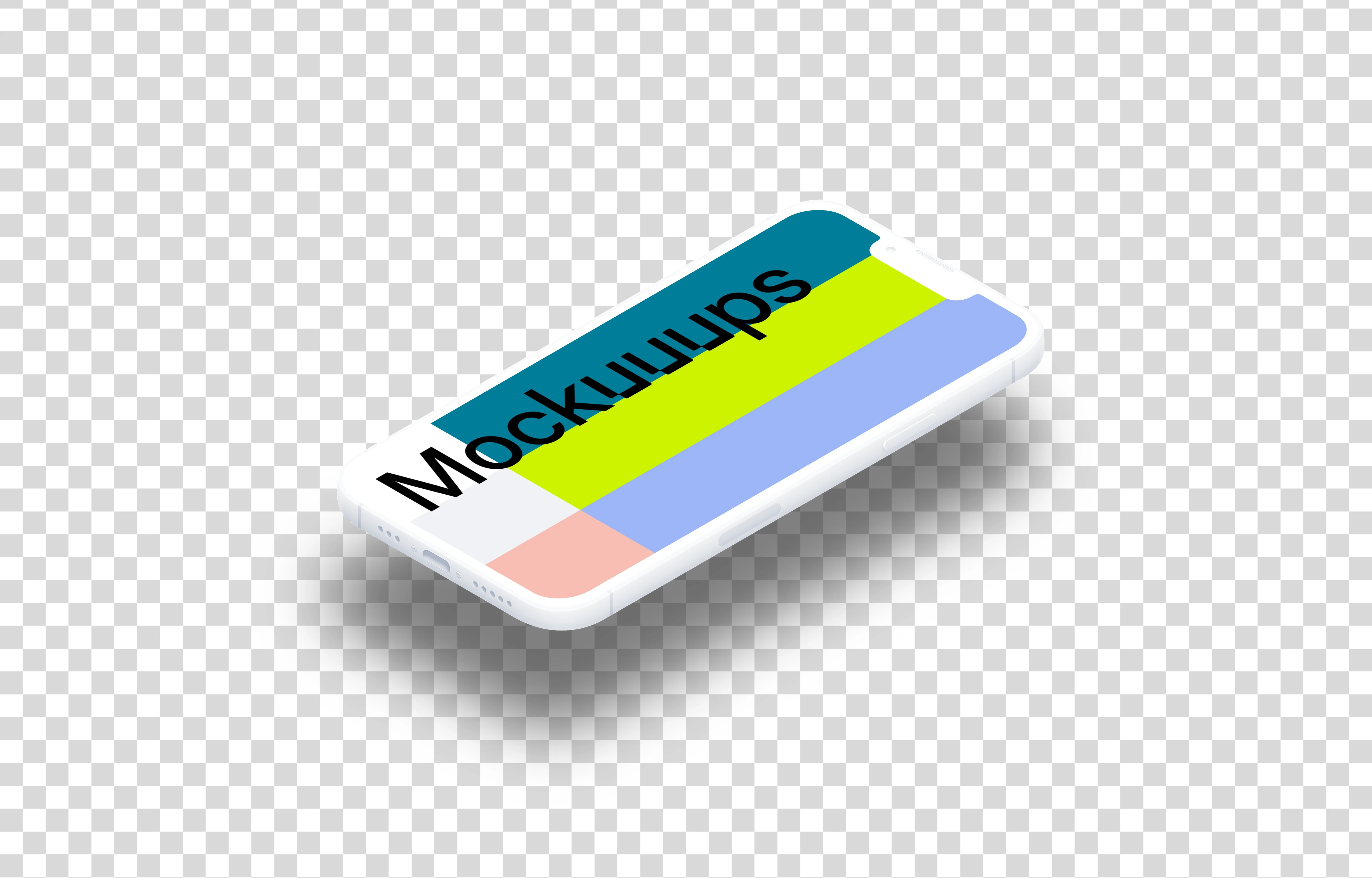 iPhone 13 Pro Clay Mockup (Isometric Floor Right - Floating Shadow)
