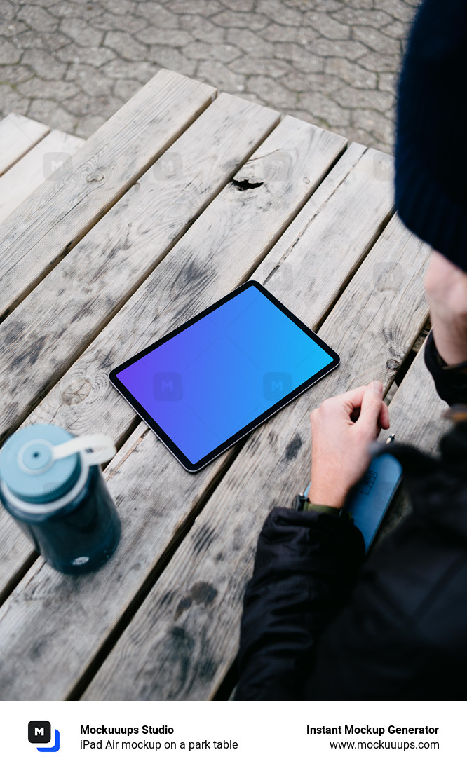 iPad Air mockup on a park table 