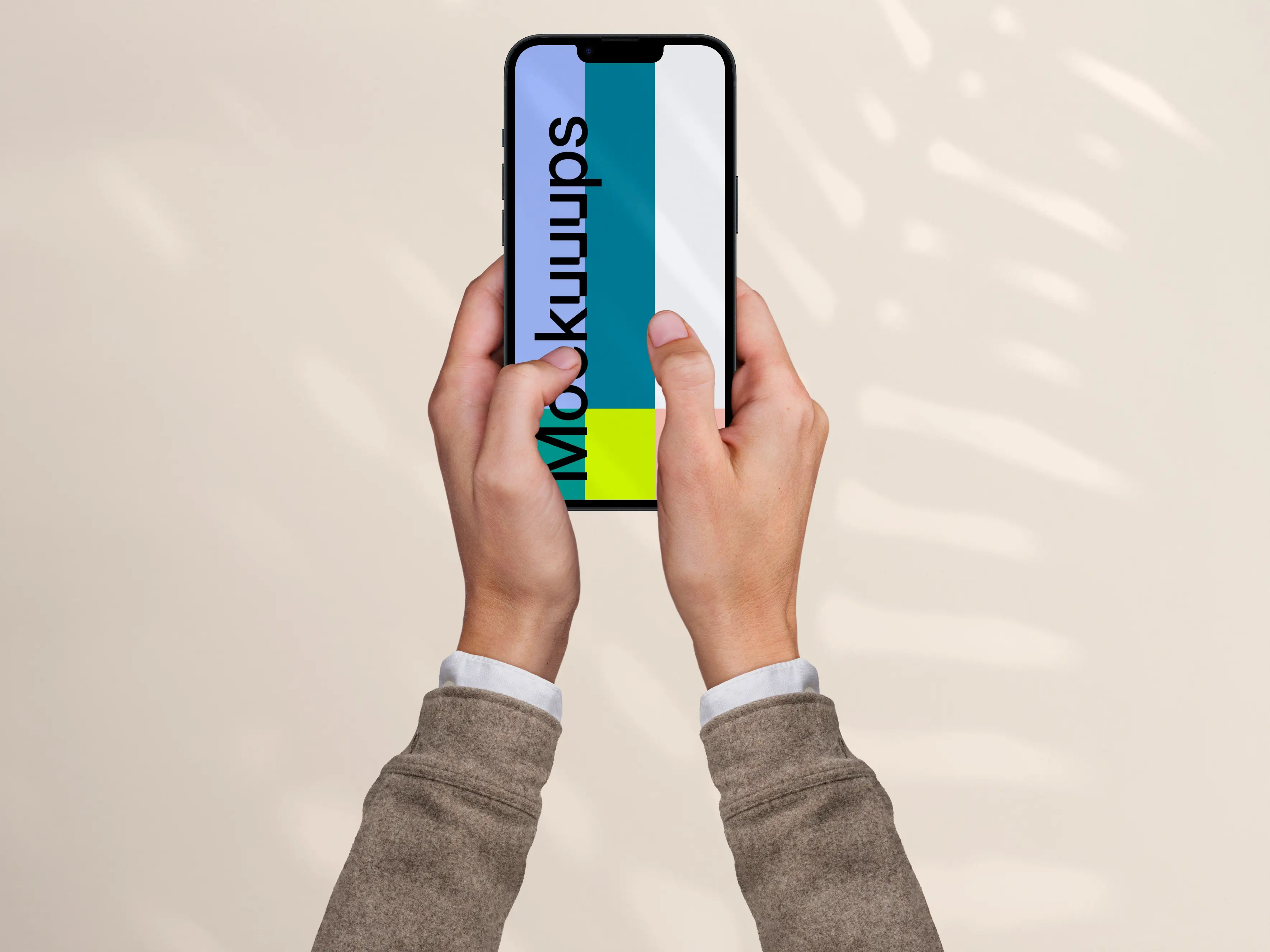 Free mockup of woman holding a smartphone