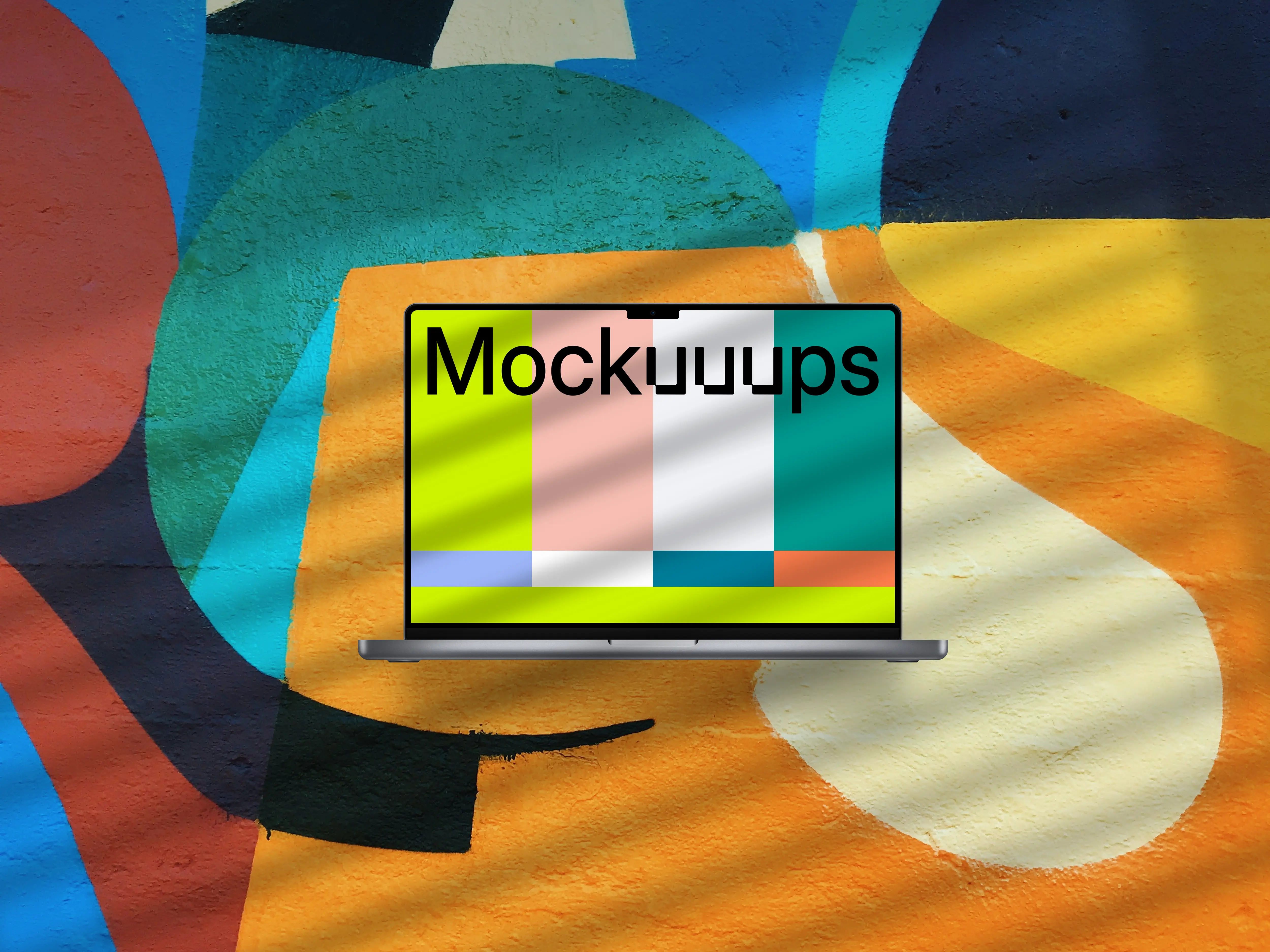 Computer mockup on abstract background