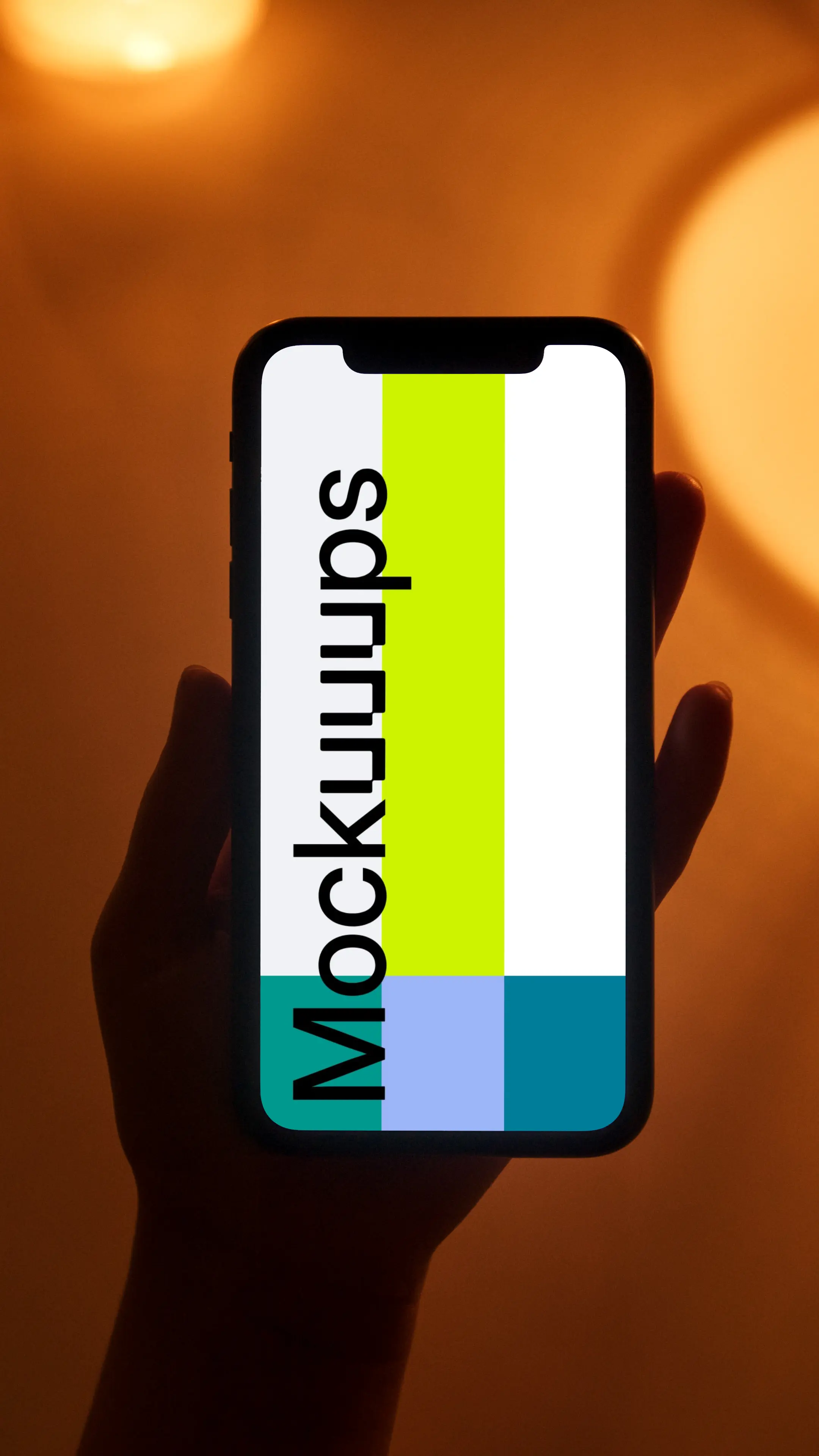 Night iPhone mockup being held by user
