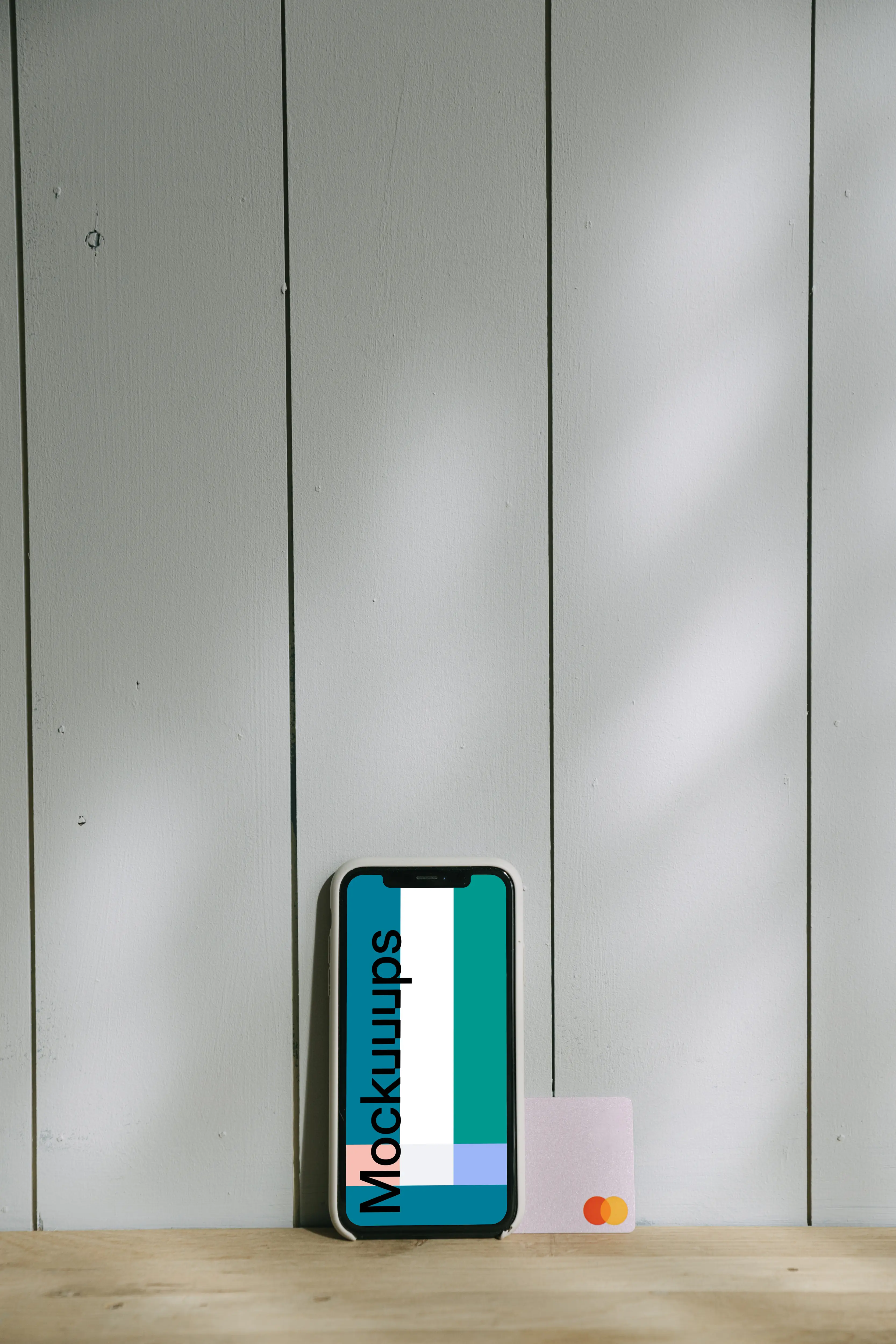 Phone with credit card mockup