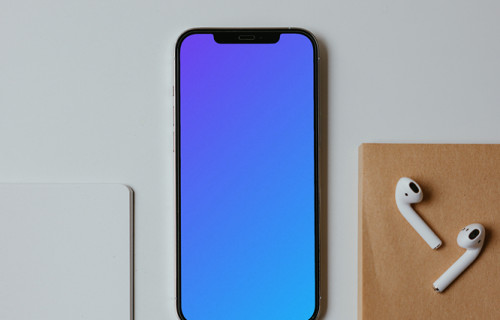 Minimal iPhone mockup on a white table