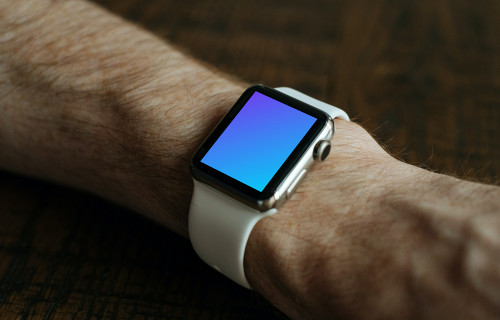 Apple Watch mockup with white band