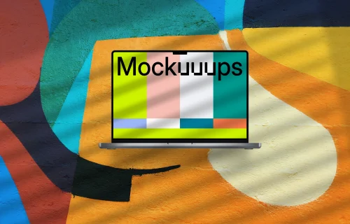 Computer mockup on abstract background