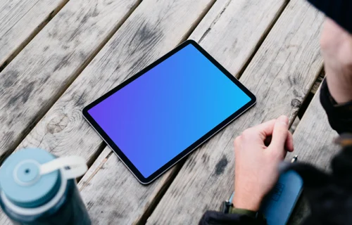 iPad Air mockup on a park table 