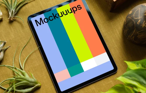 iPad Air mockup on a table with vegetables