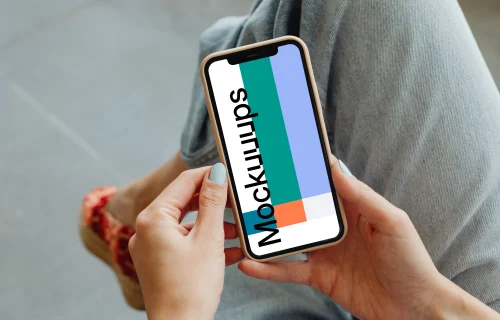 iPhone mockup in a user’s hands 