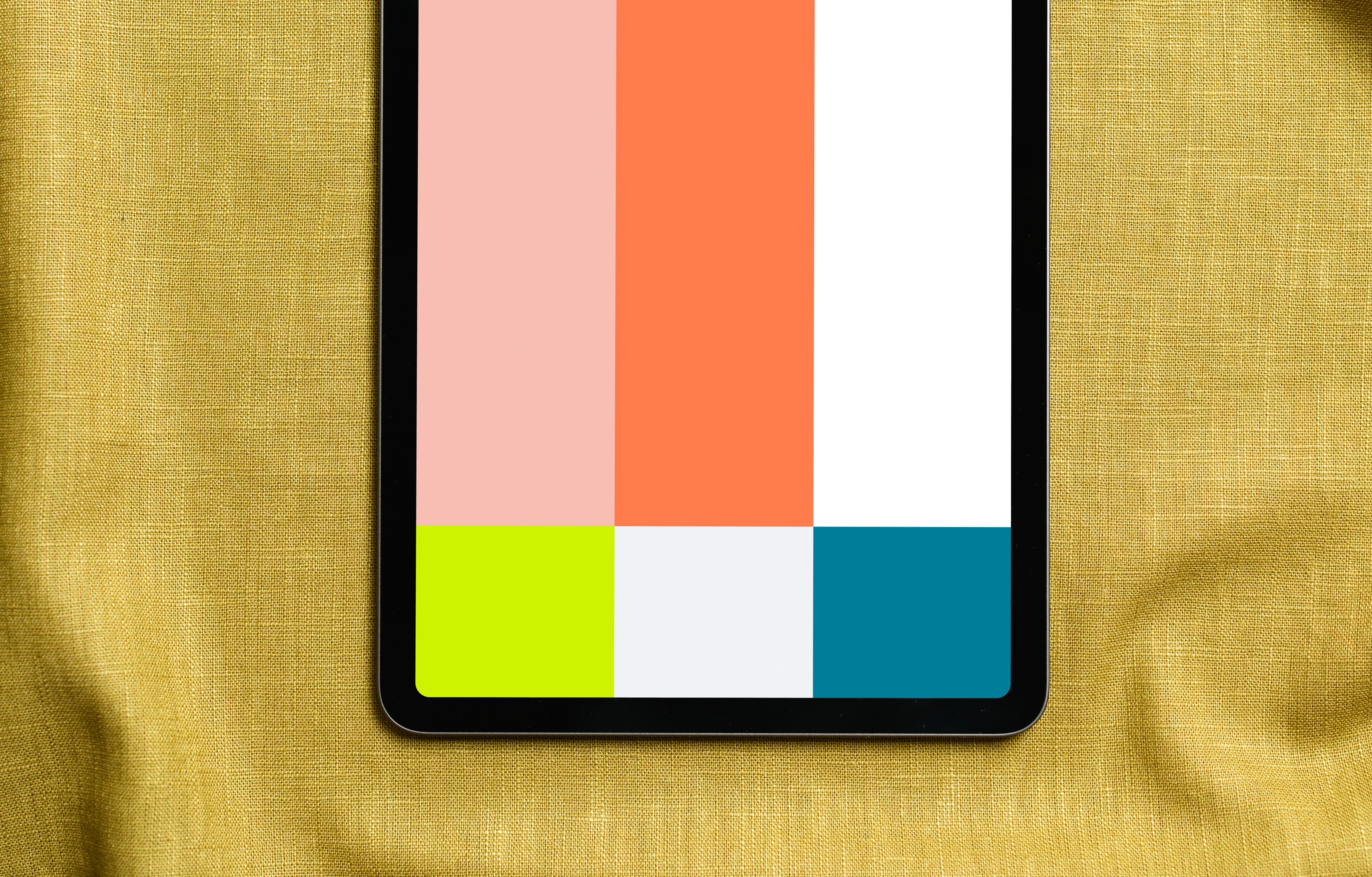 iPad Air mockup on yellow fabric