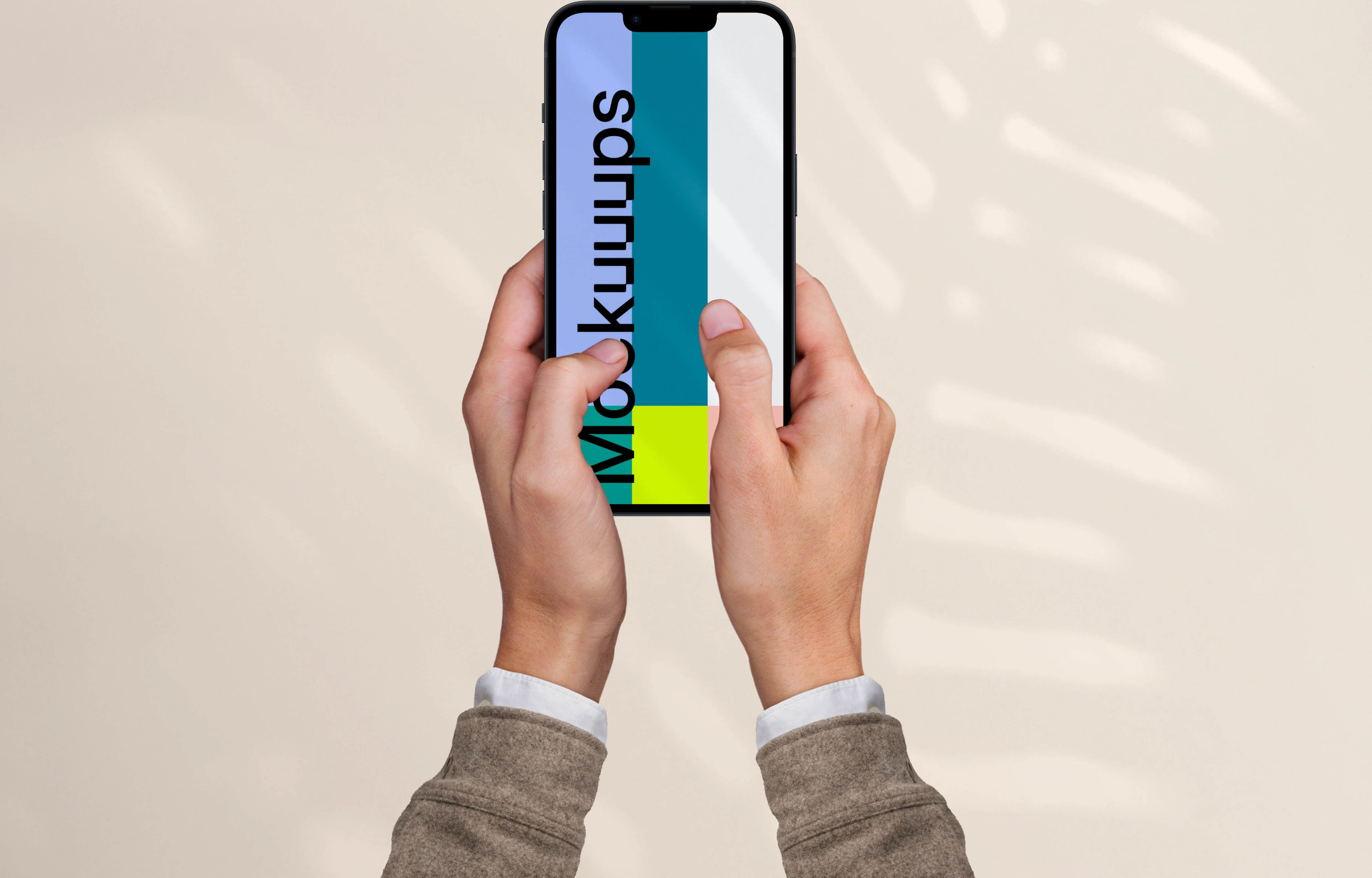 Free mockup of woman holding a smartphone