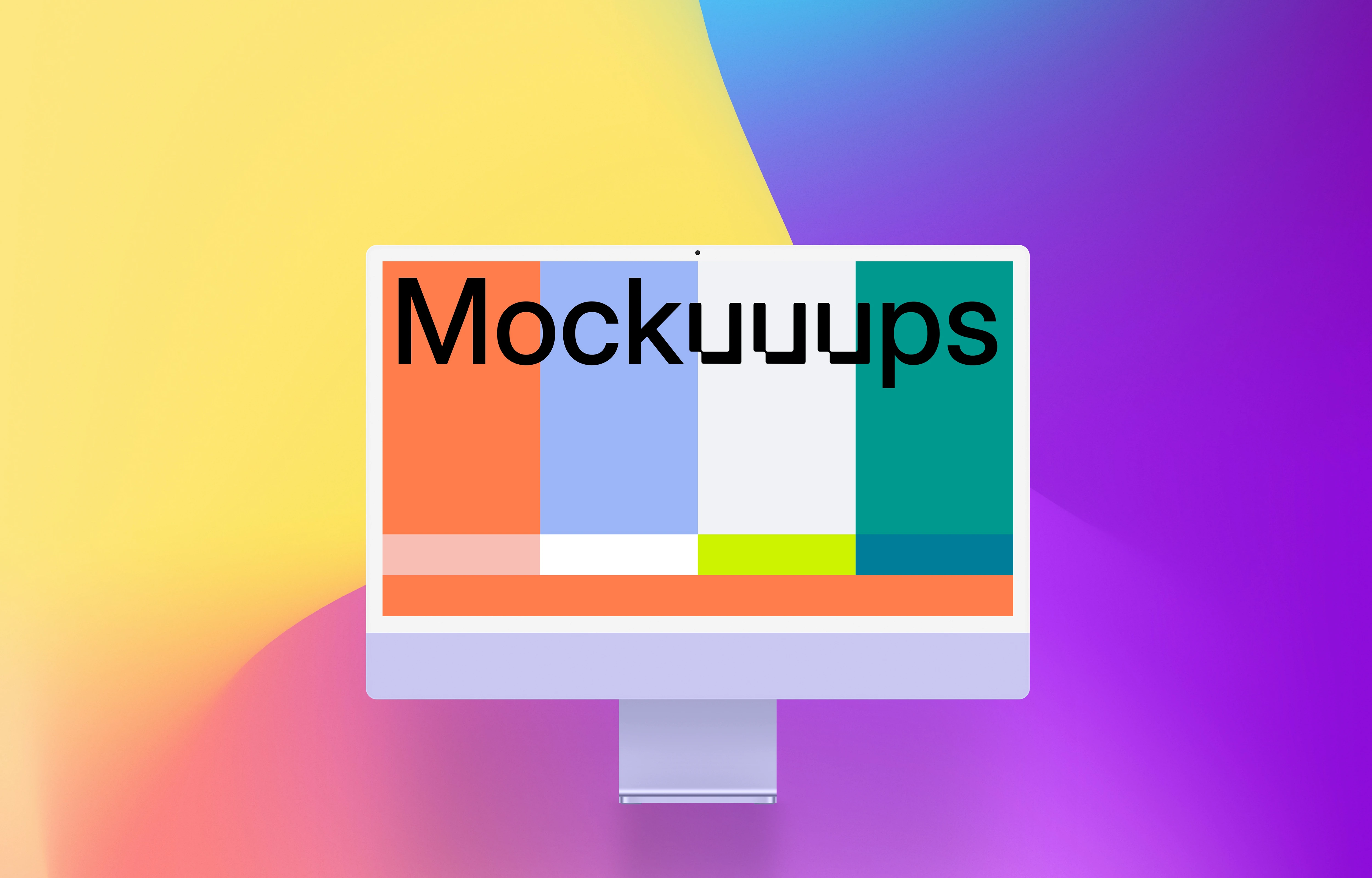 Computer mockup on colorful background