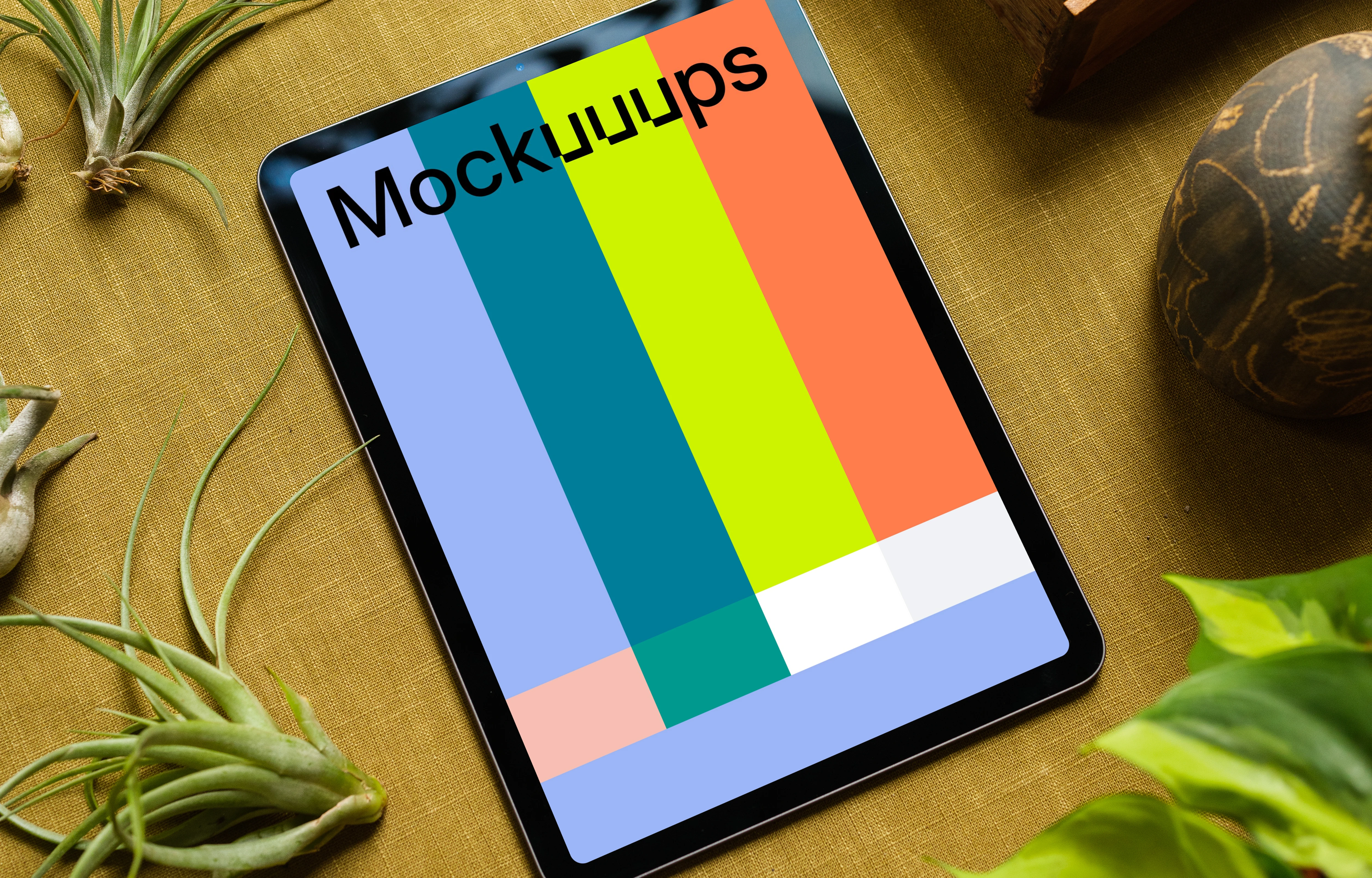 iPad Air mockup on a table with vegetables