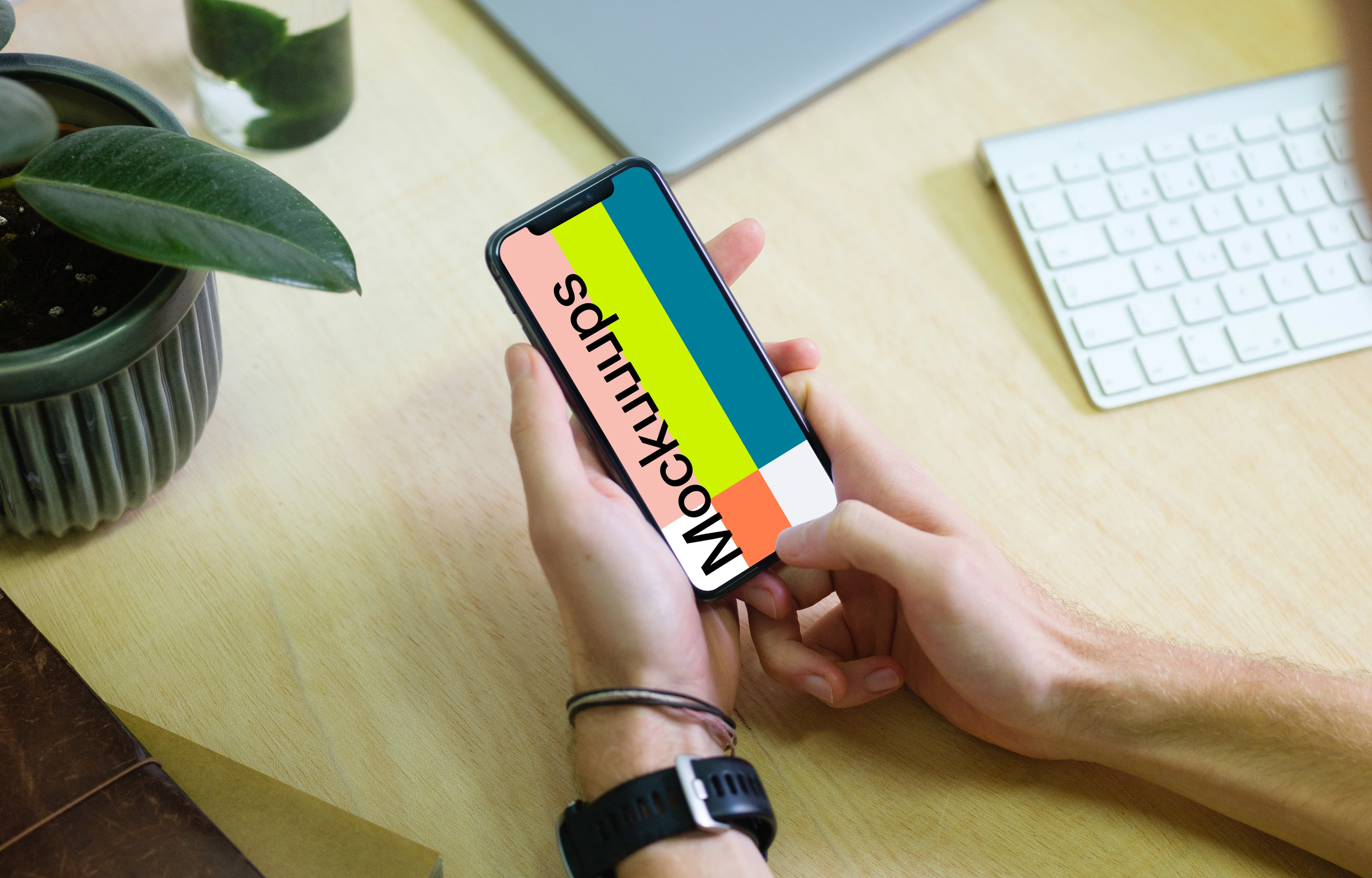 Man holding iPhone 11 mockup