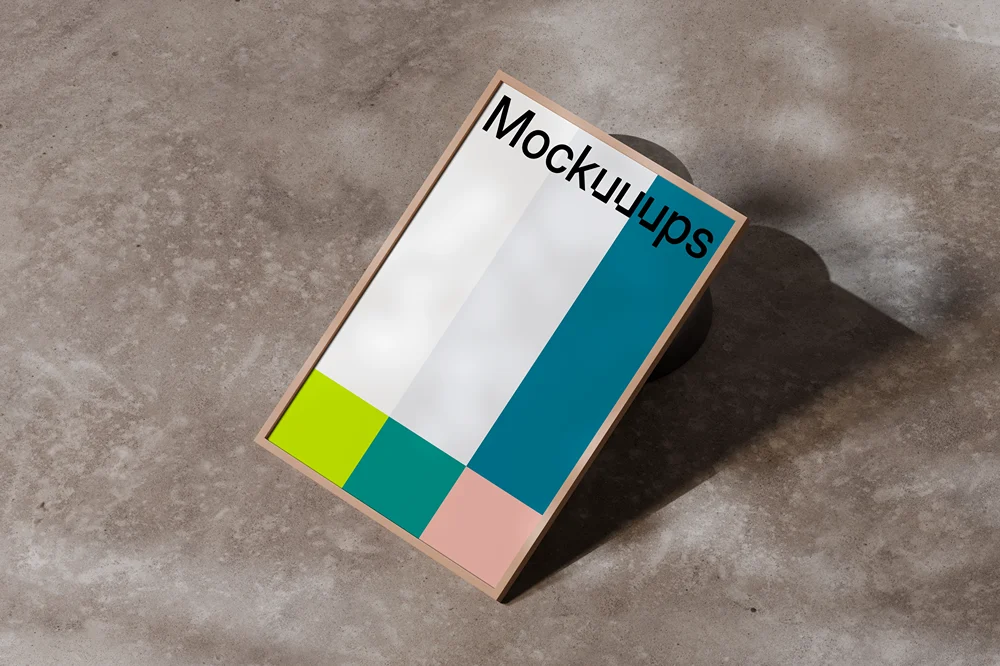 A3 poster mockup on a textured concrete surface mockup