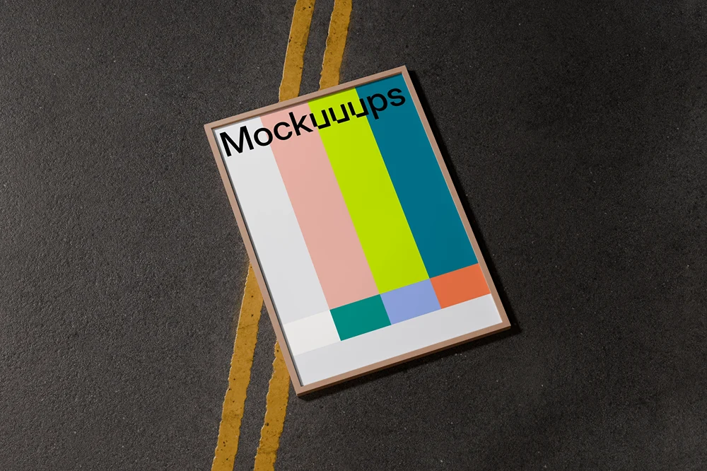 A3 poster mockup on an asphalt background mockup