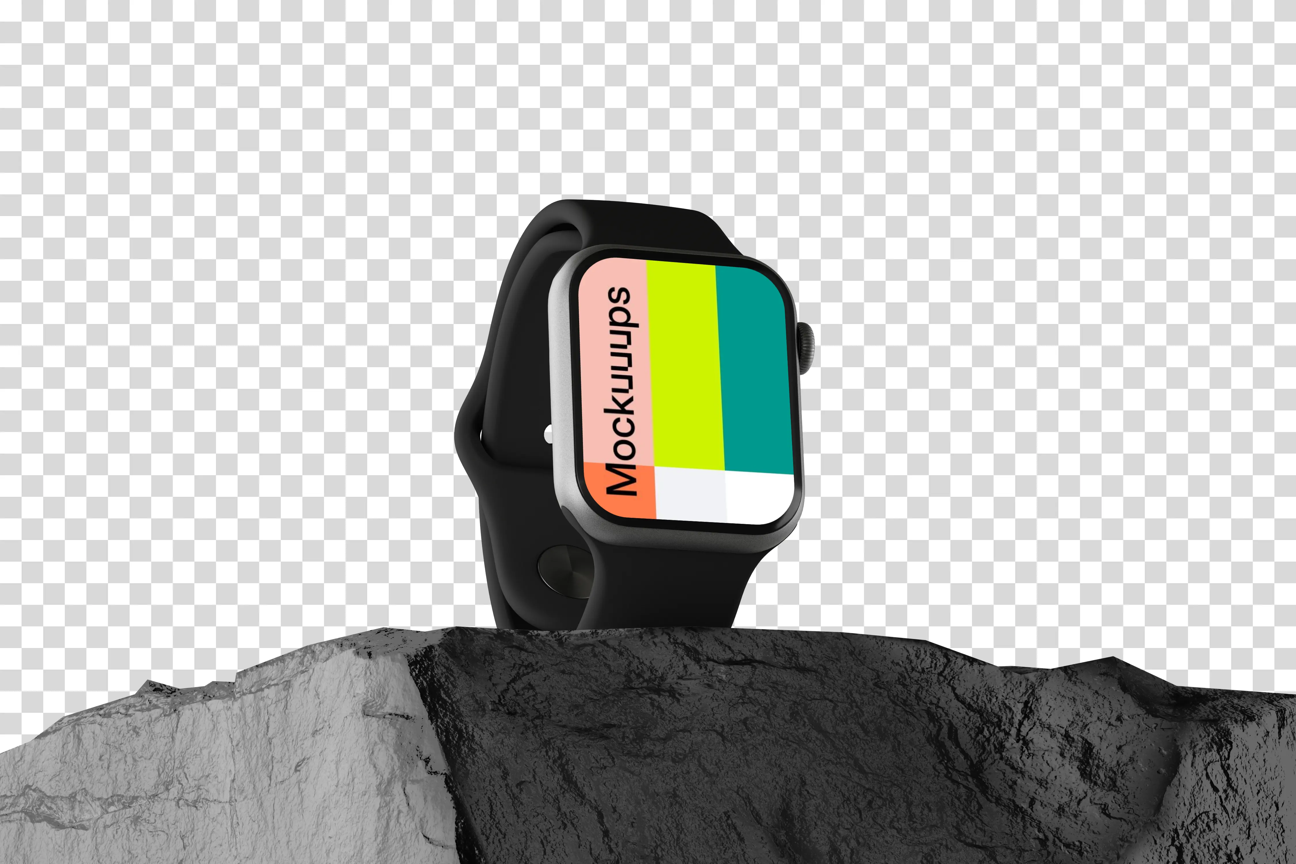 Apple Watch Mockup on Textured Rock Surface mockup