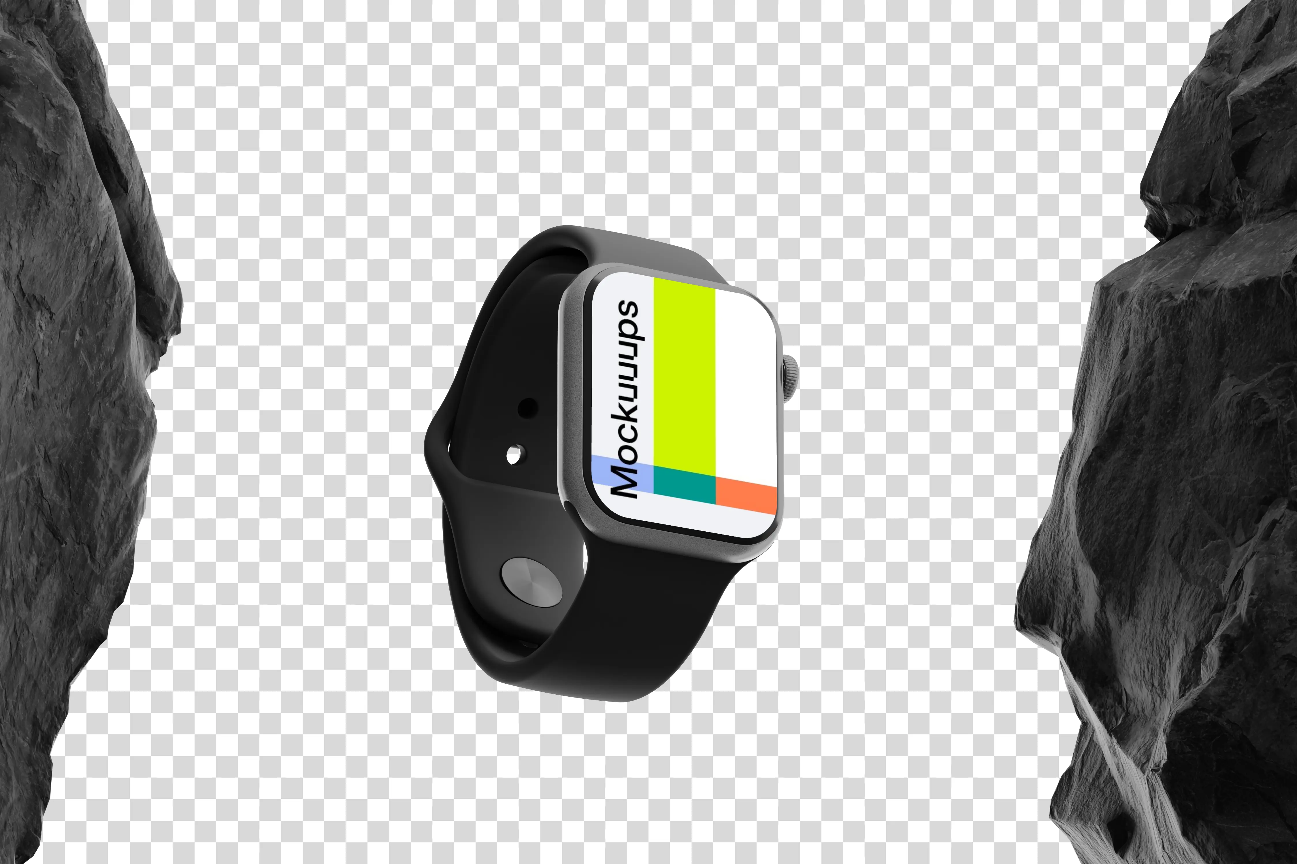 Apple Watch mockup with textured rock background mockup