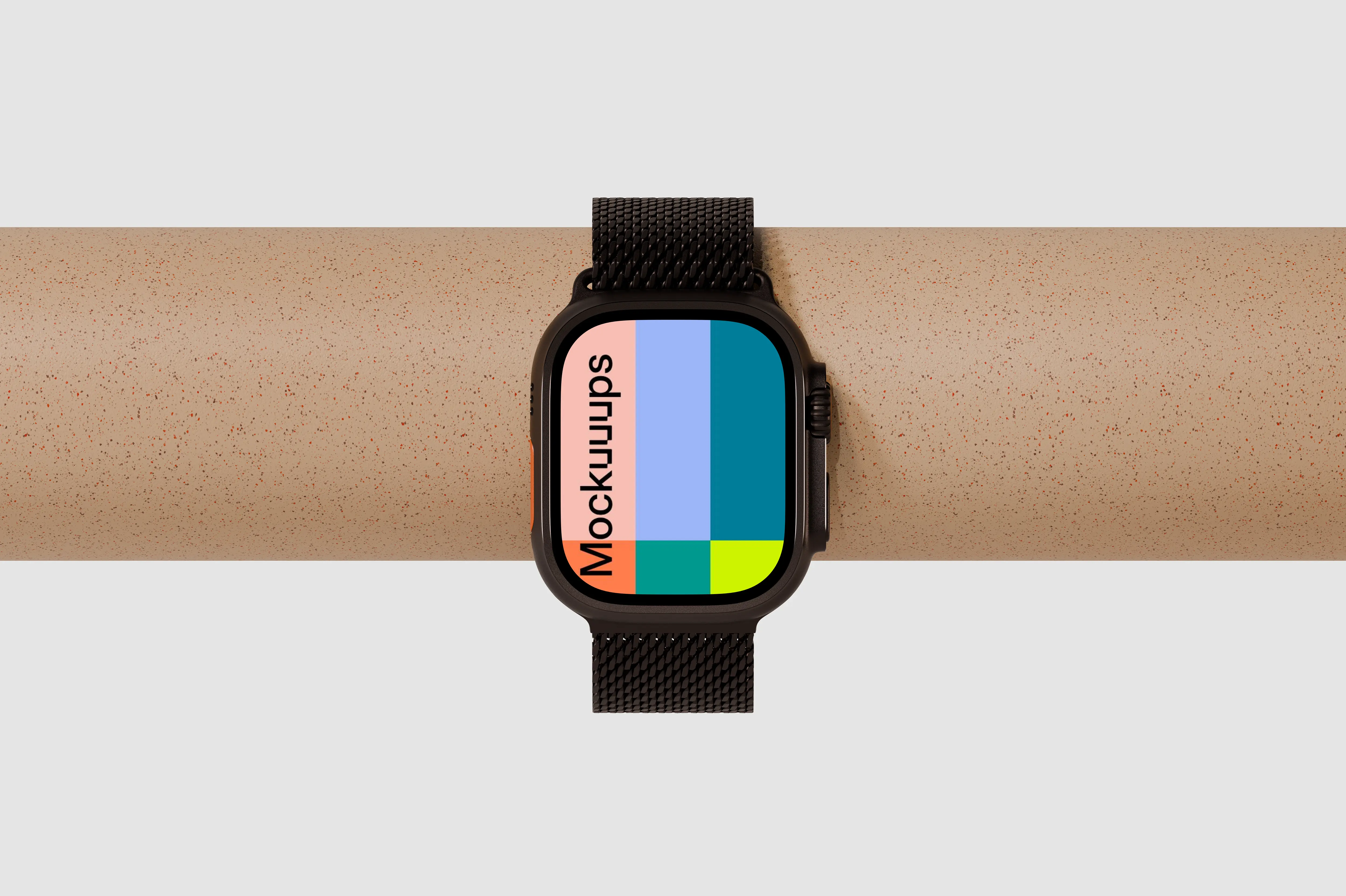 Apple Watch Ultra mockup on a textured surface mockup
