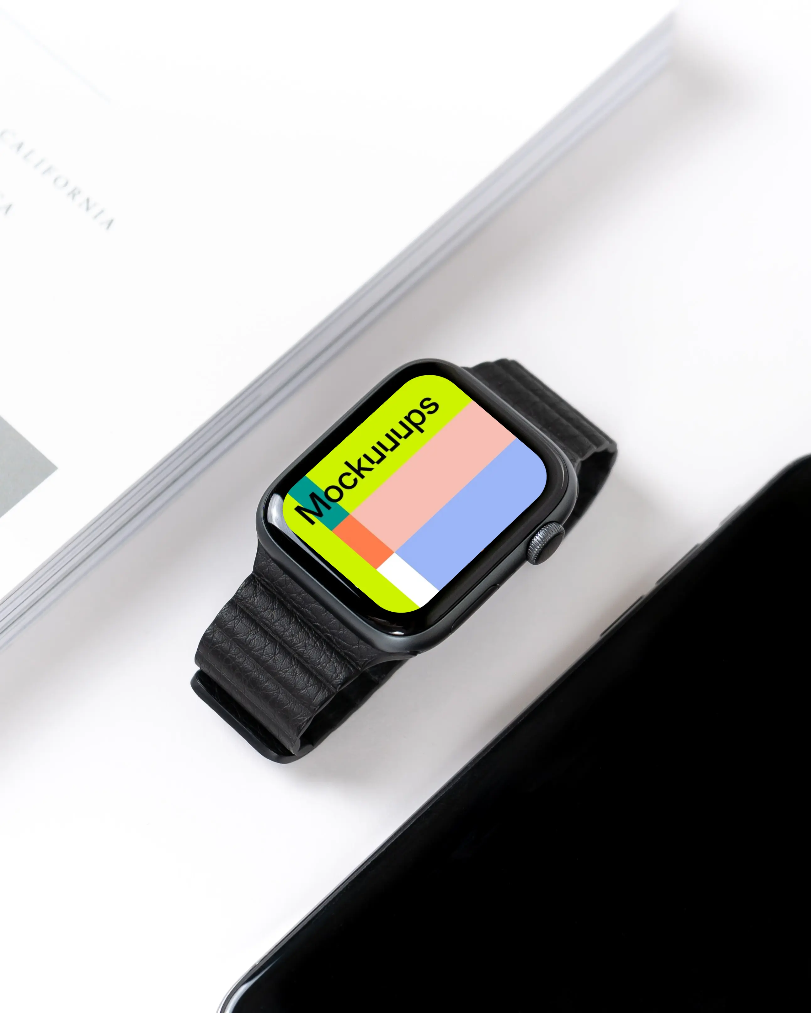Apple Watch mockup on office desk mockup