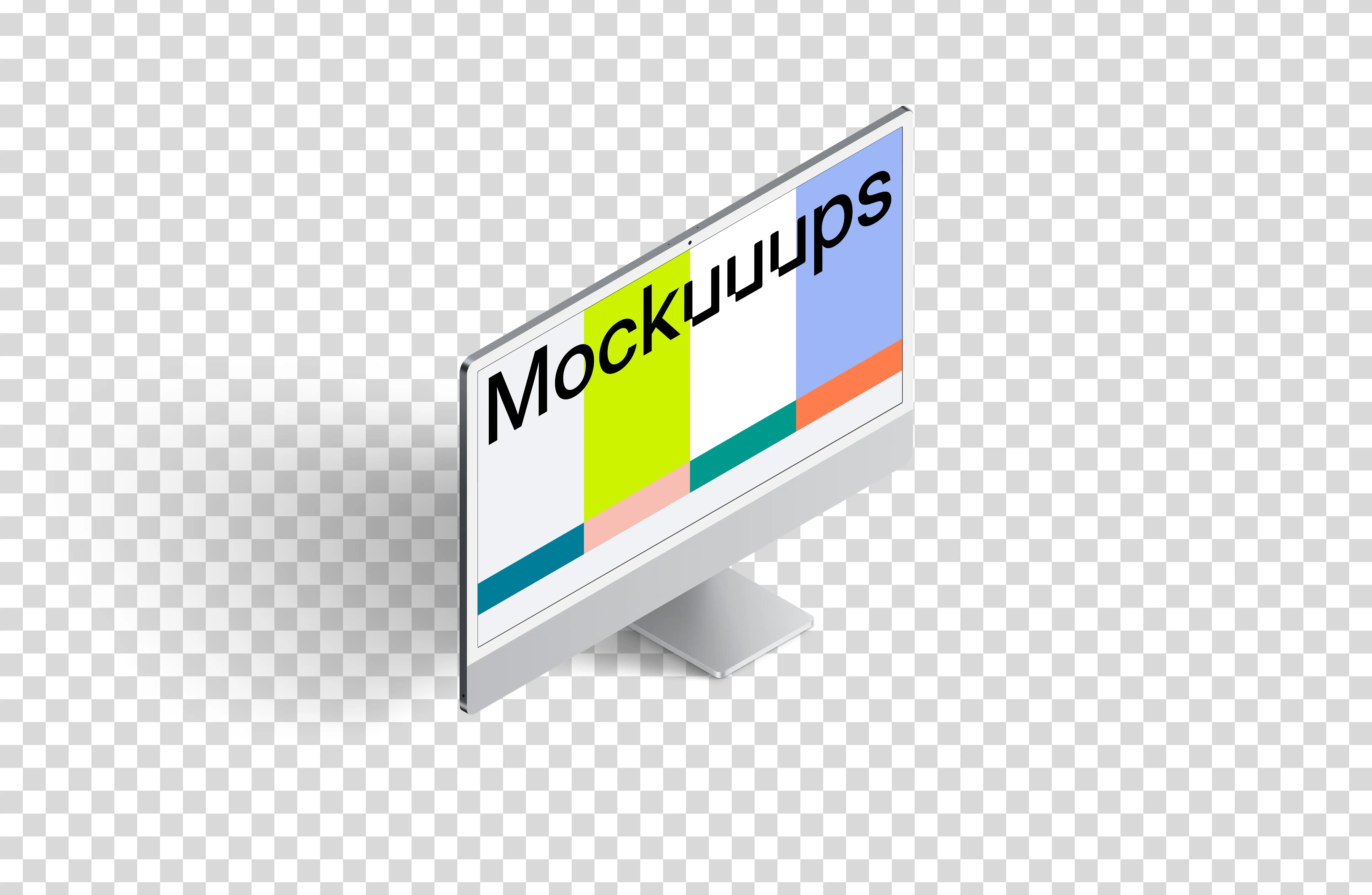 iMac 24" Mockup - Isometric Left (Floor Shadow) mockup