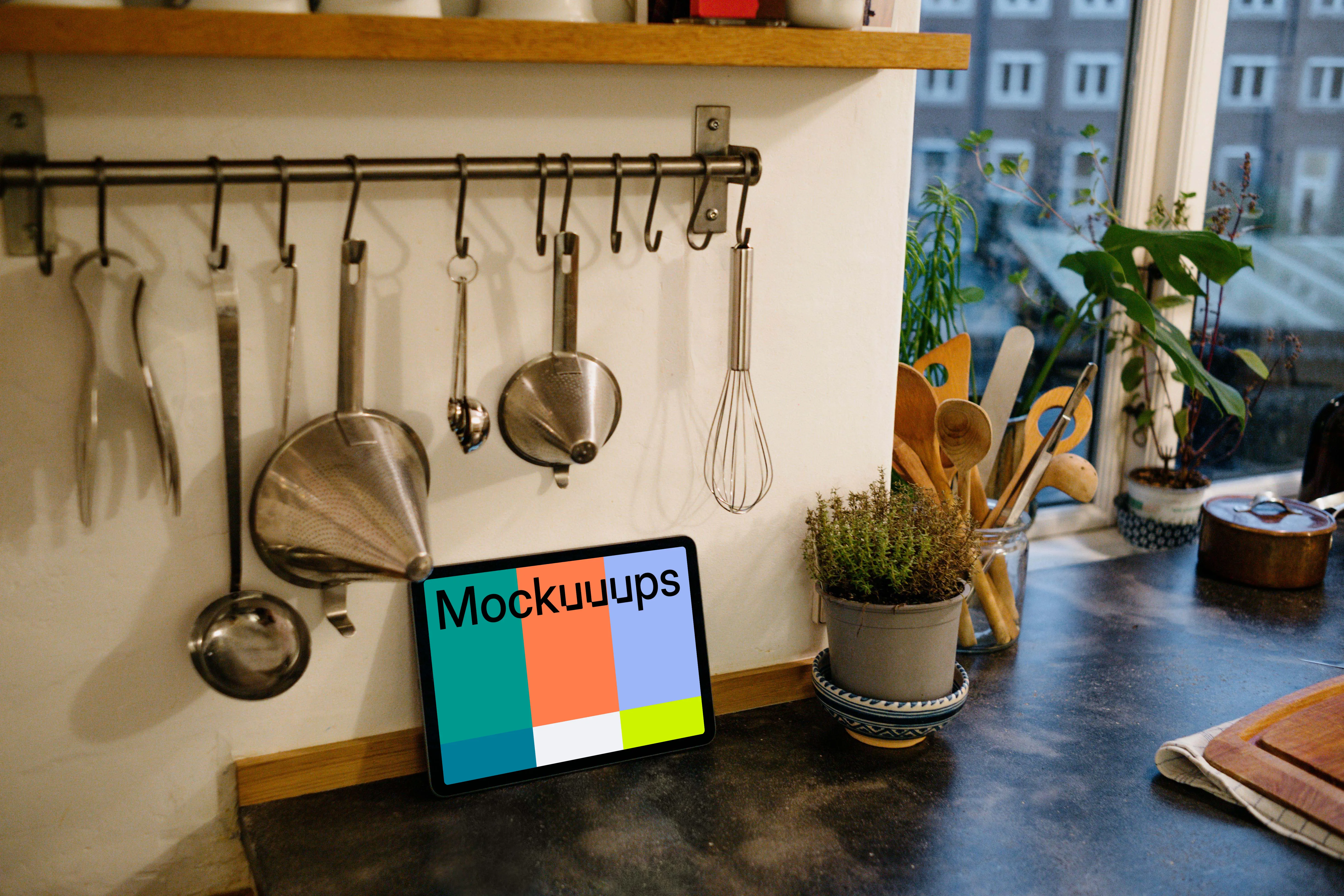 iPad Mockup in kitchen