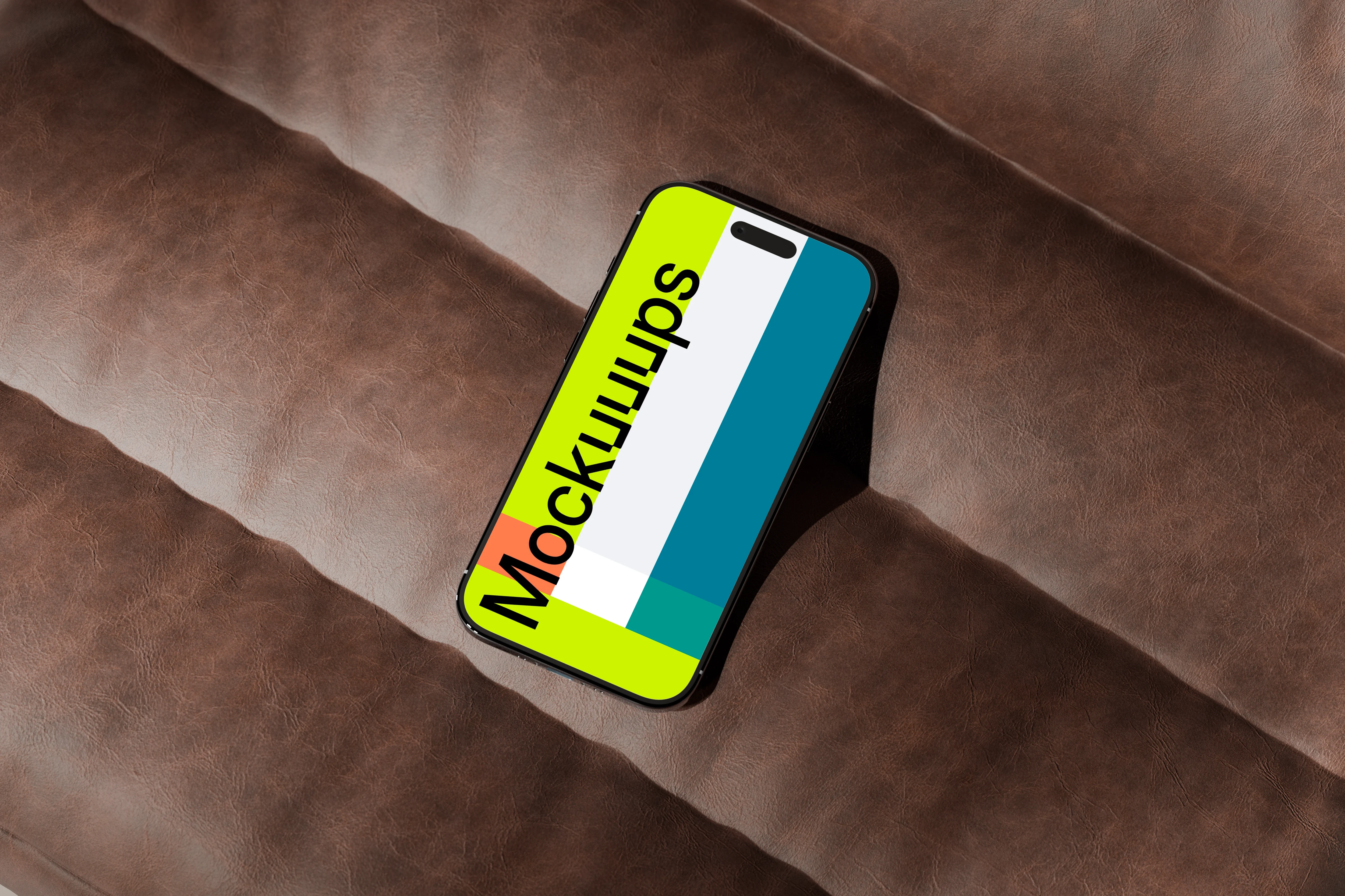 iPhone Air mockup on a brown leather surface mockup