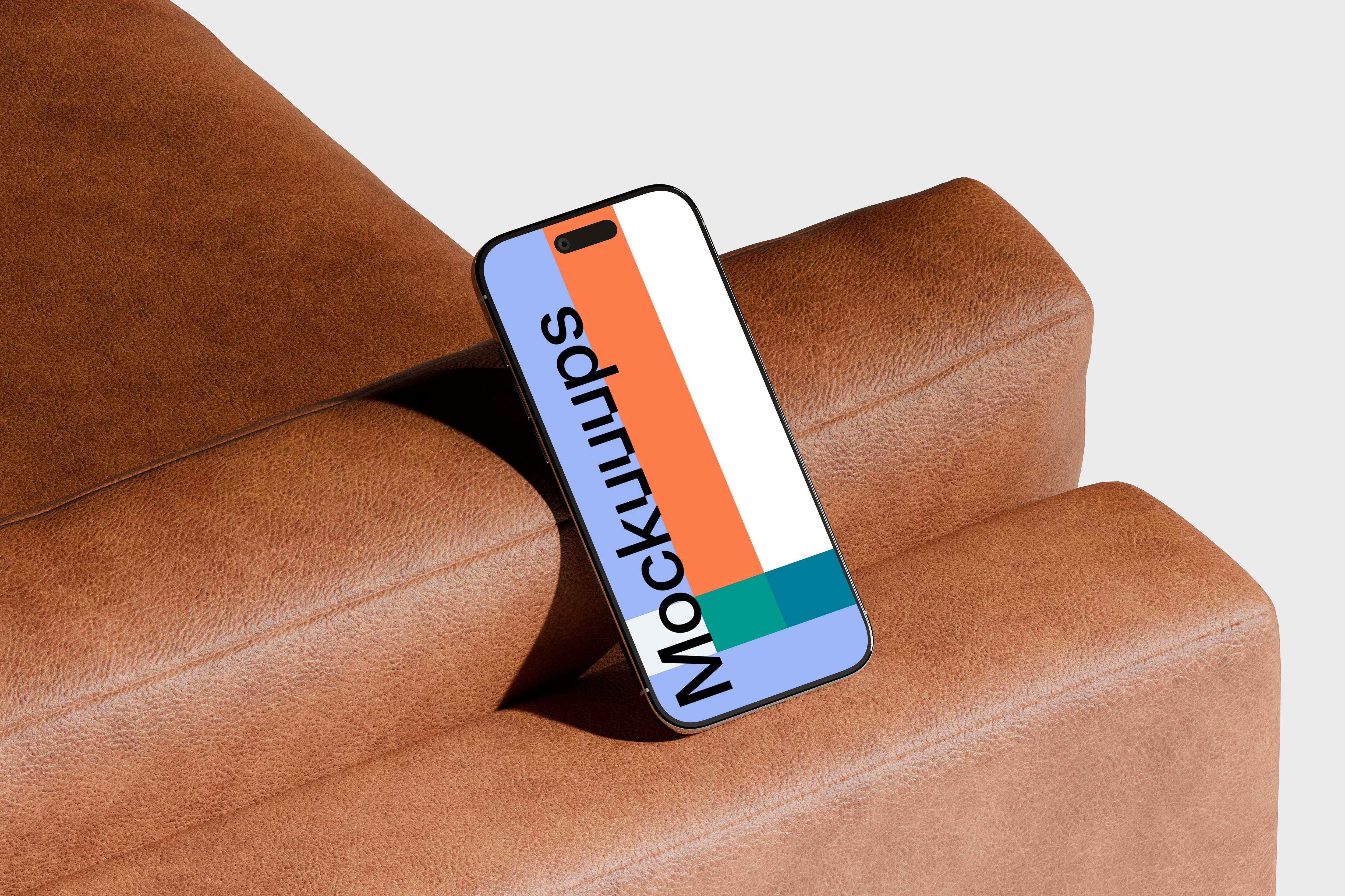 iPhone Air mockup on a leather armrest mockup