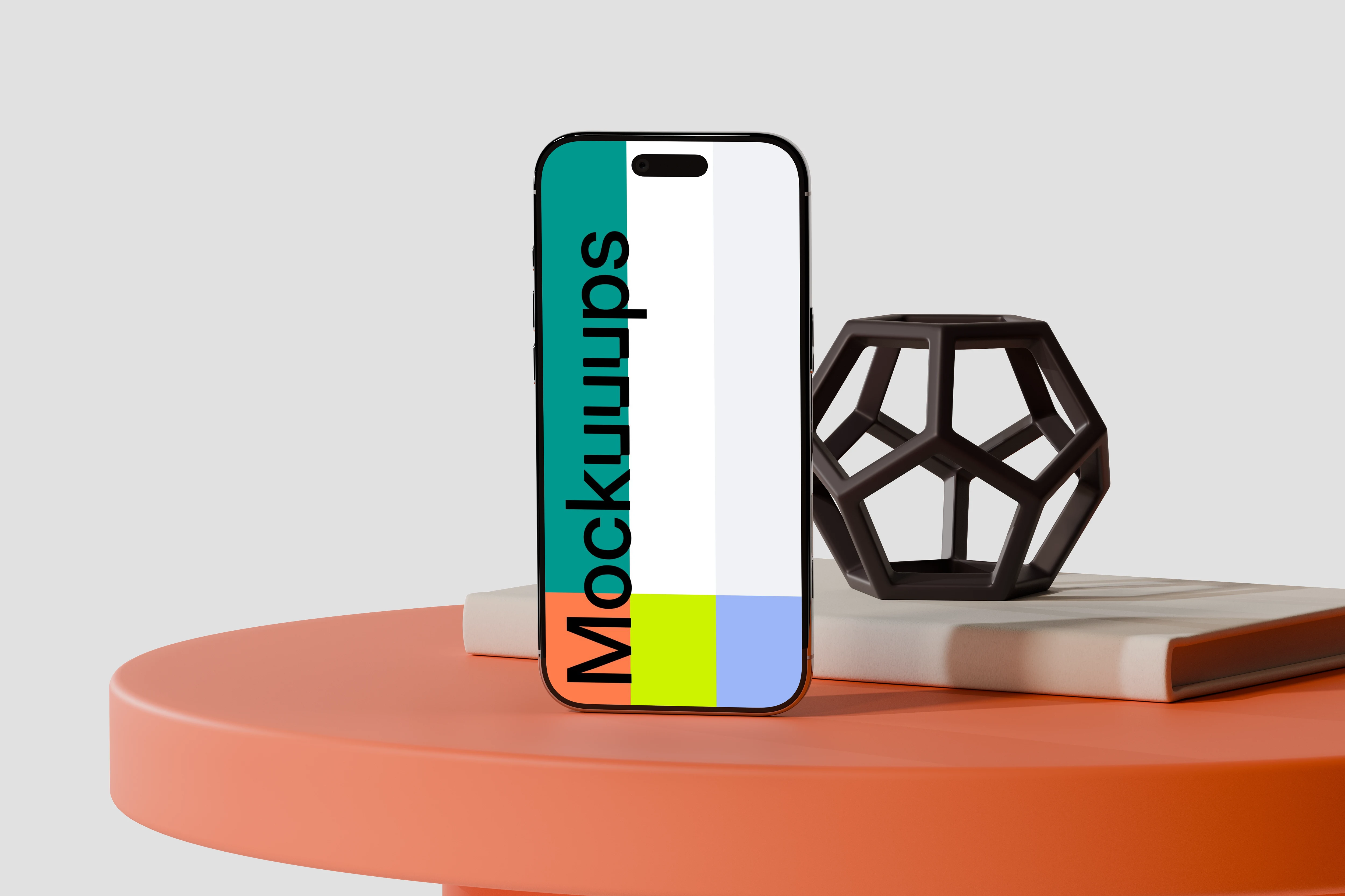 iPhone Air mockup on a modern geometric desk mockup