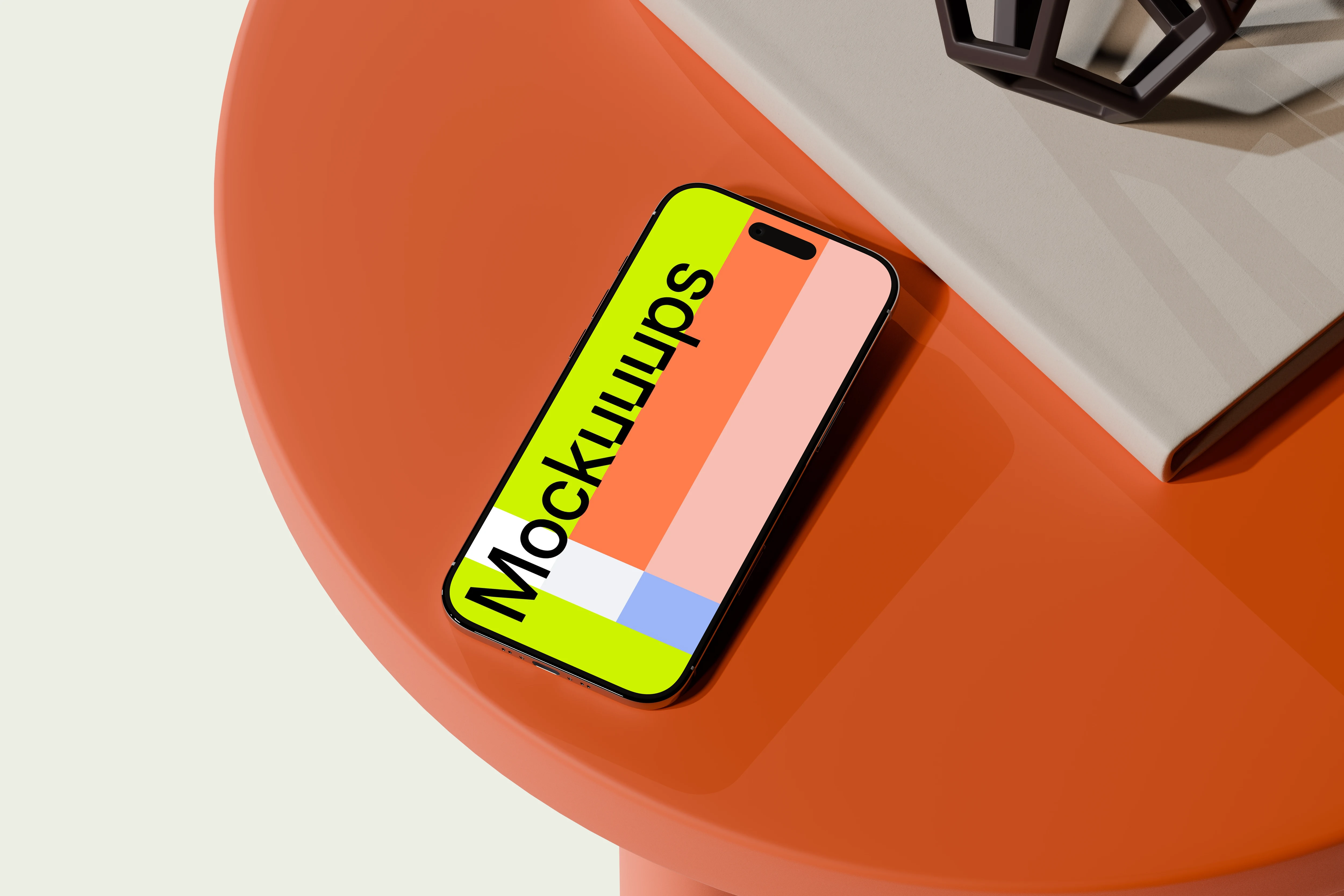 iPhone Air mockup on a modern orange table mockup
