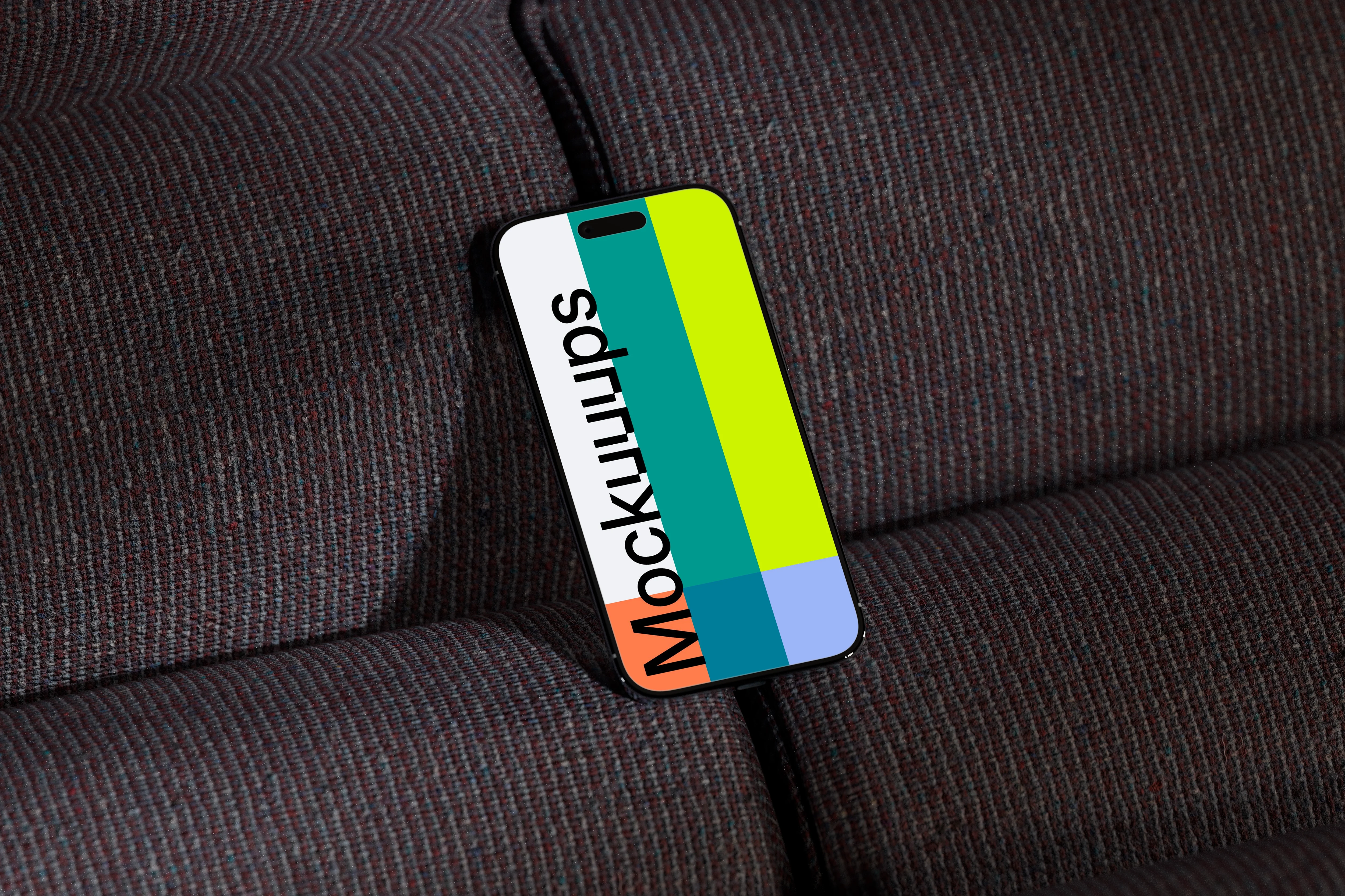 iPhone Air mockup on a textured sofa mockup
