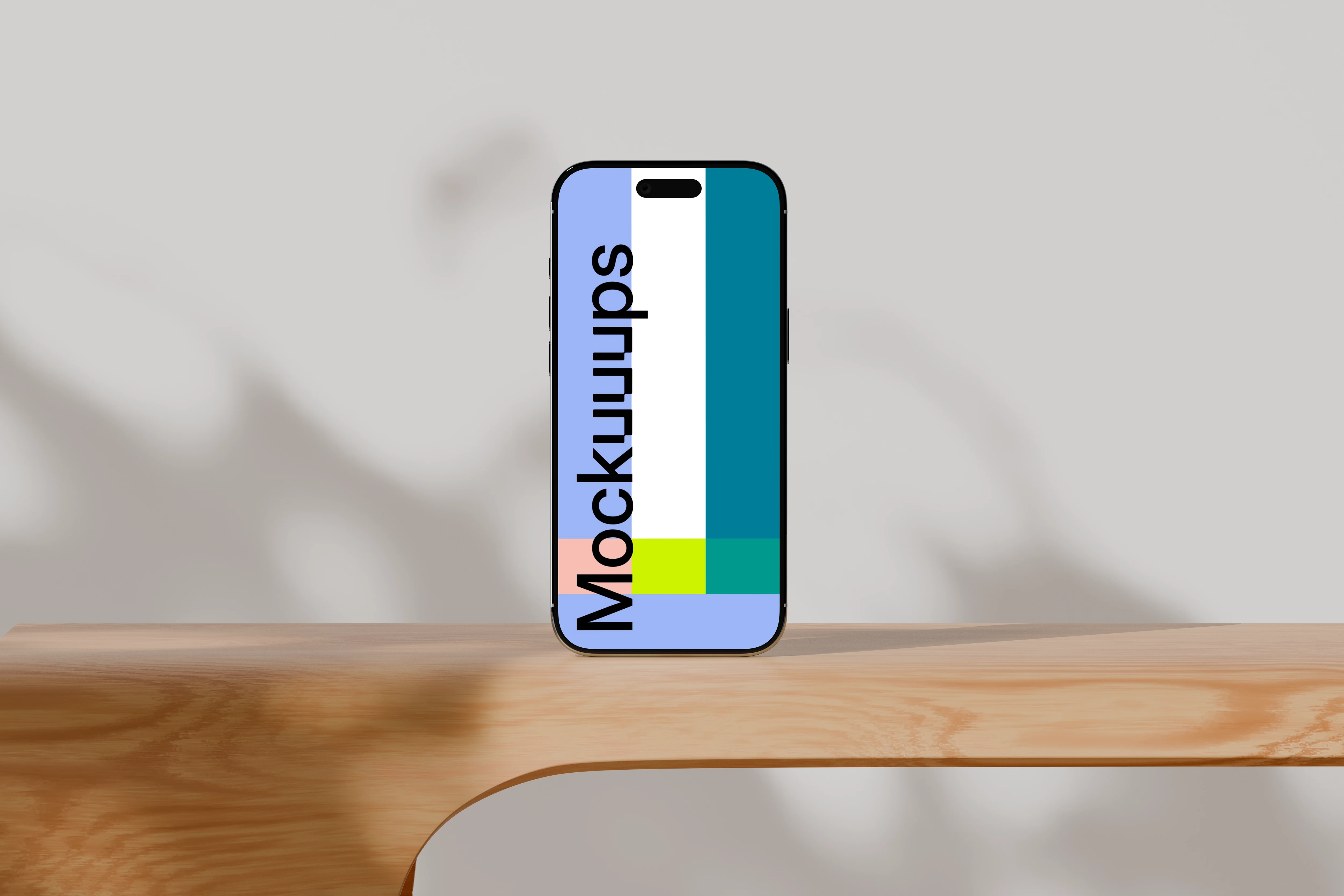 iPhone Air mockup on a wooden surface with soft shadows mockup