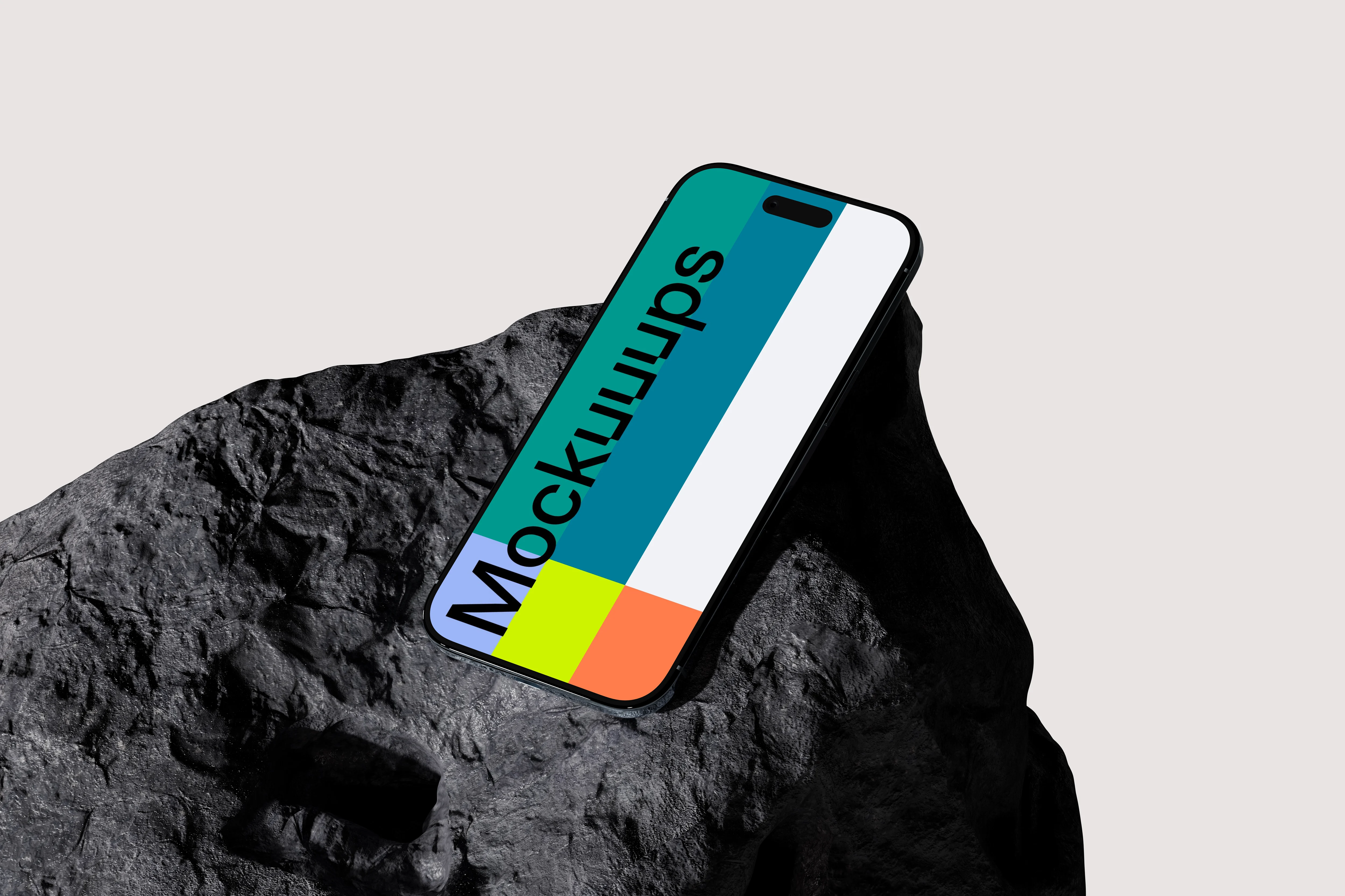 iPhone Air mockup on textured dark rock mockup