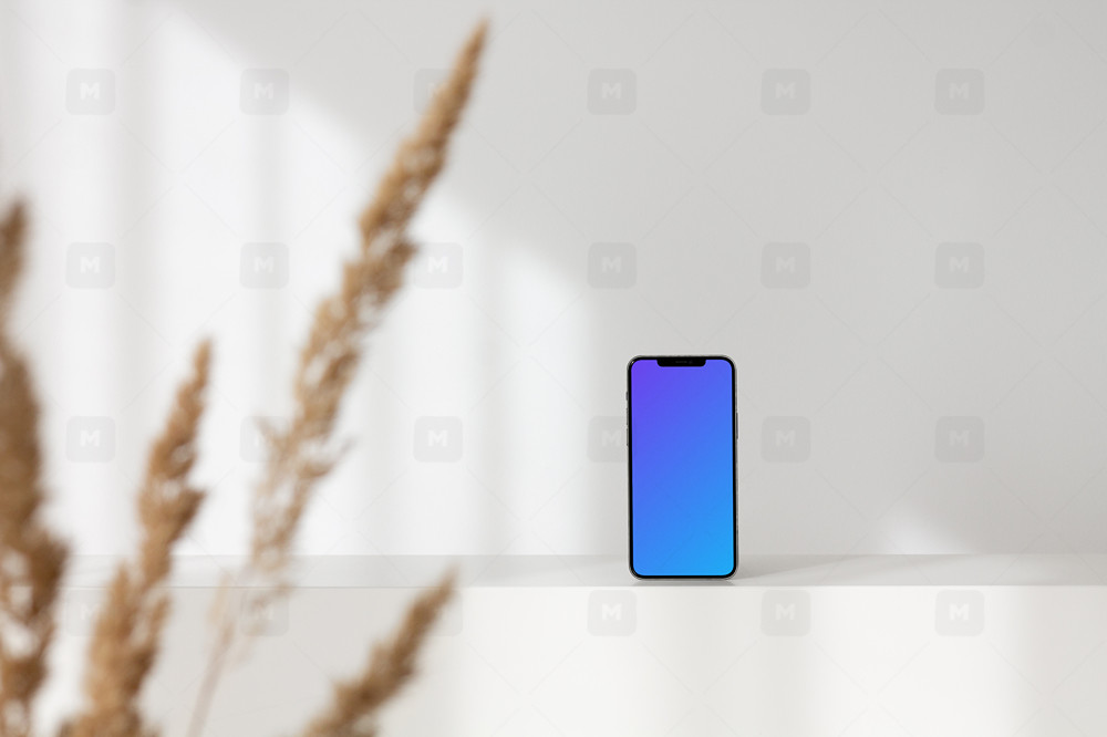 Minimal iPhone mockup for Figma on a white wall