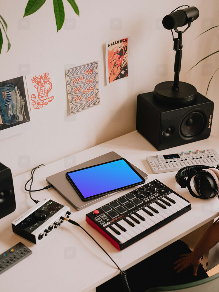 Music Mockup with iPad Air on the table