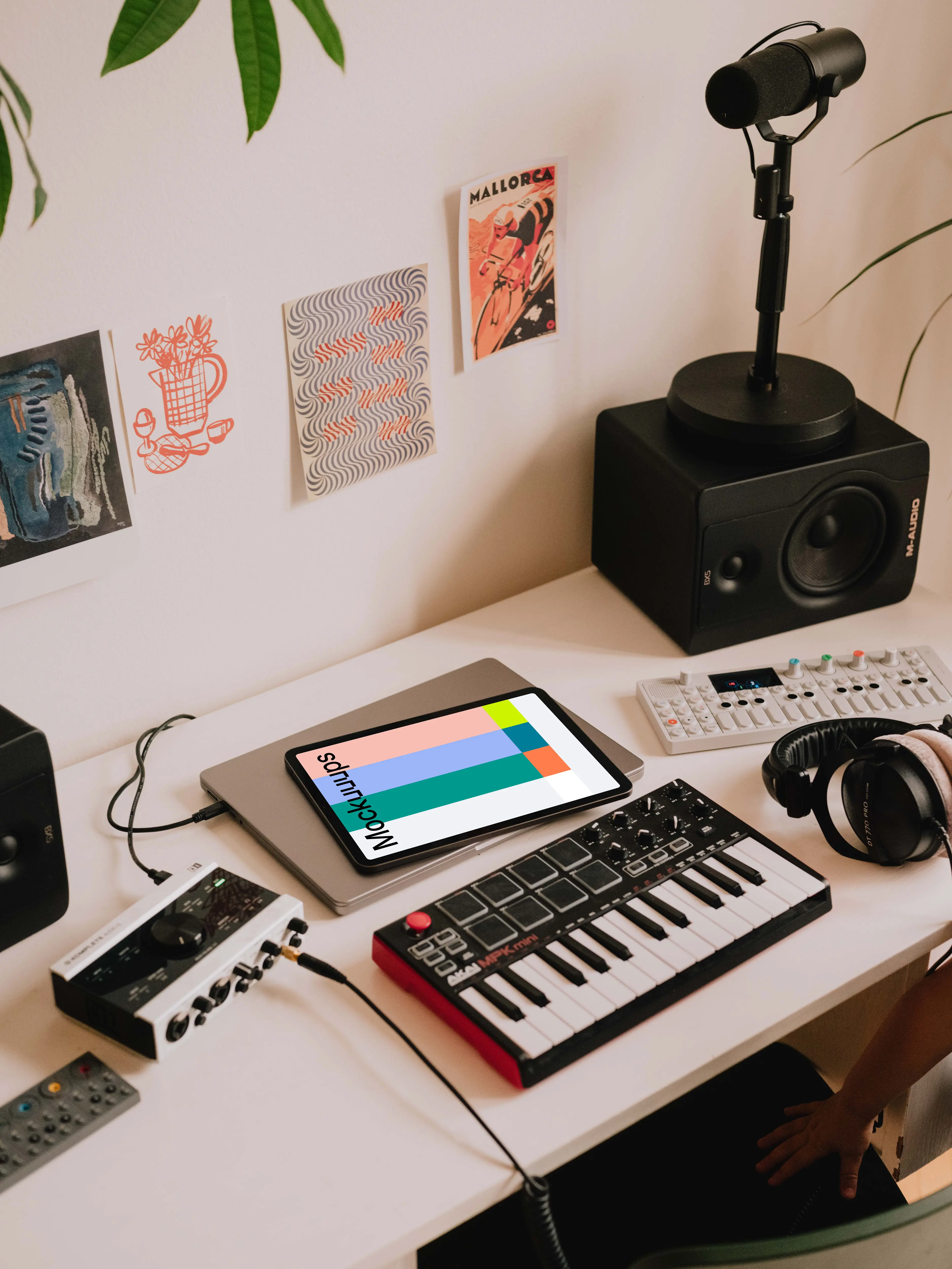 Music Mockup with iPad Air on the table